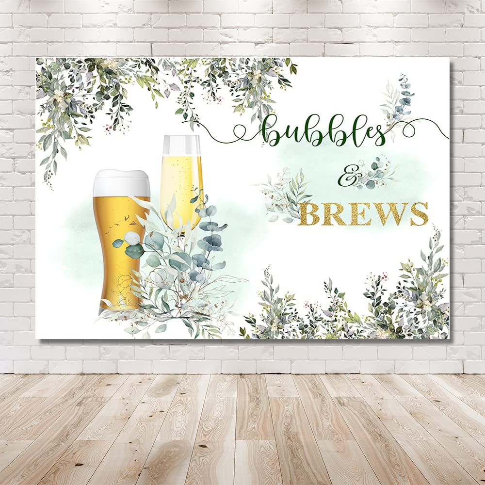 MEHOFOND 10x7ft Bubbles and Brews Backdrop - Elegant Wedding, Engagement & Bridal Shower Decor - Perfect for Mr & Mrs Celebrations, Photo Booth Props & Brunch Parties - Ideal for Wedding Receptions, Anniversary Parties & Bachelorette Events