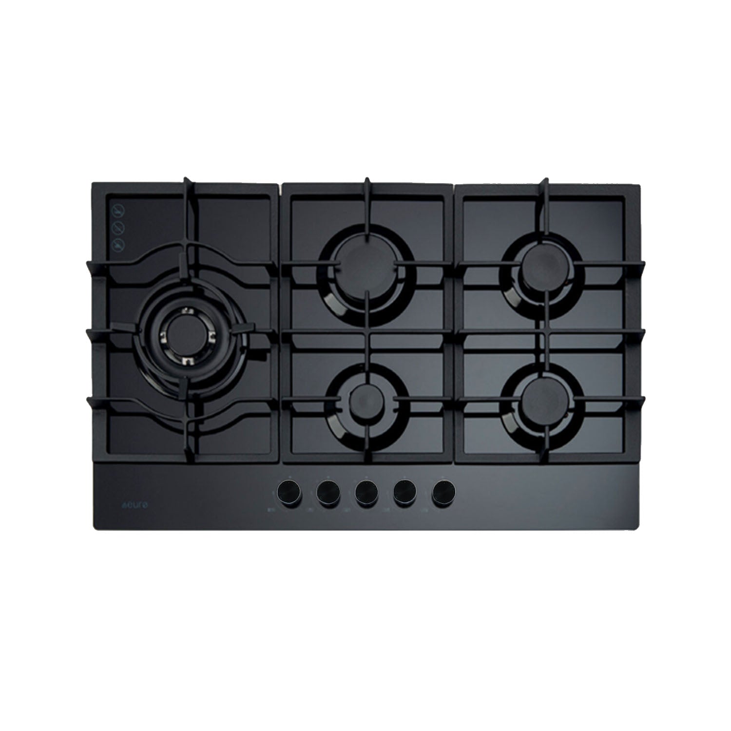 Euro Appliances ECT750GBK2 75cm Black Gas on Glass Cooktop - Premium Stainless Steel Built-in Stovetop for Modern Kitchens | Perfect for Home Chefs & Professional Cooking