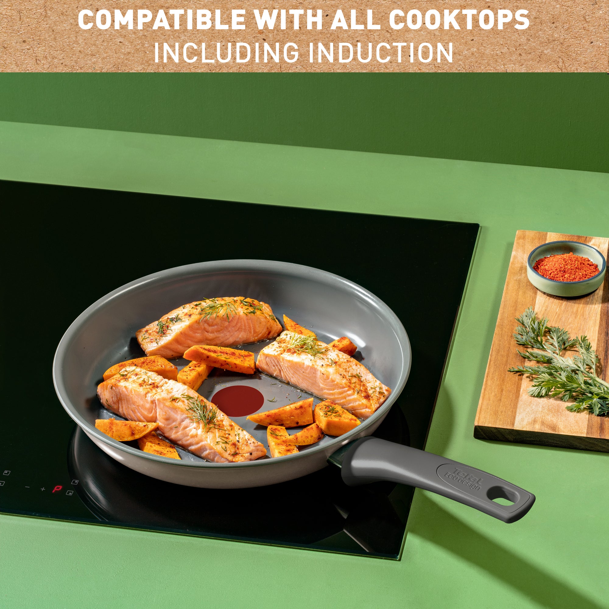 Tefal Revive Ceramic Induction Non-Stick Frying Pan 20cm - Perfect for Sauteing, Frying & Cooking Healthy Meals at Home