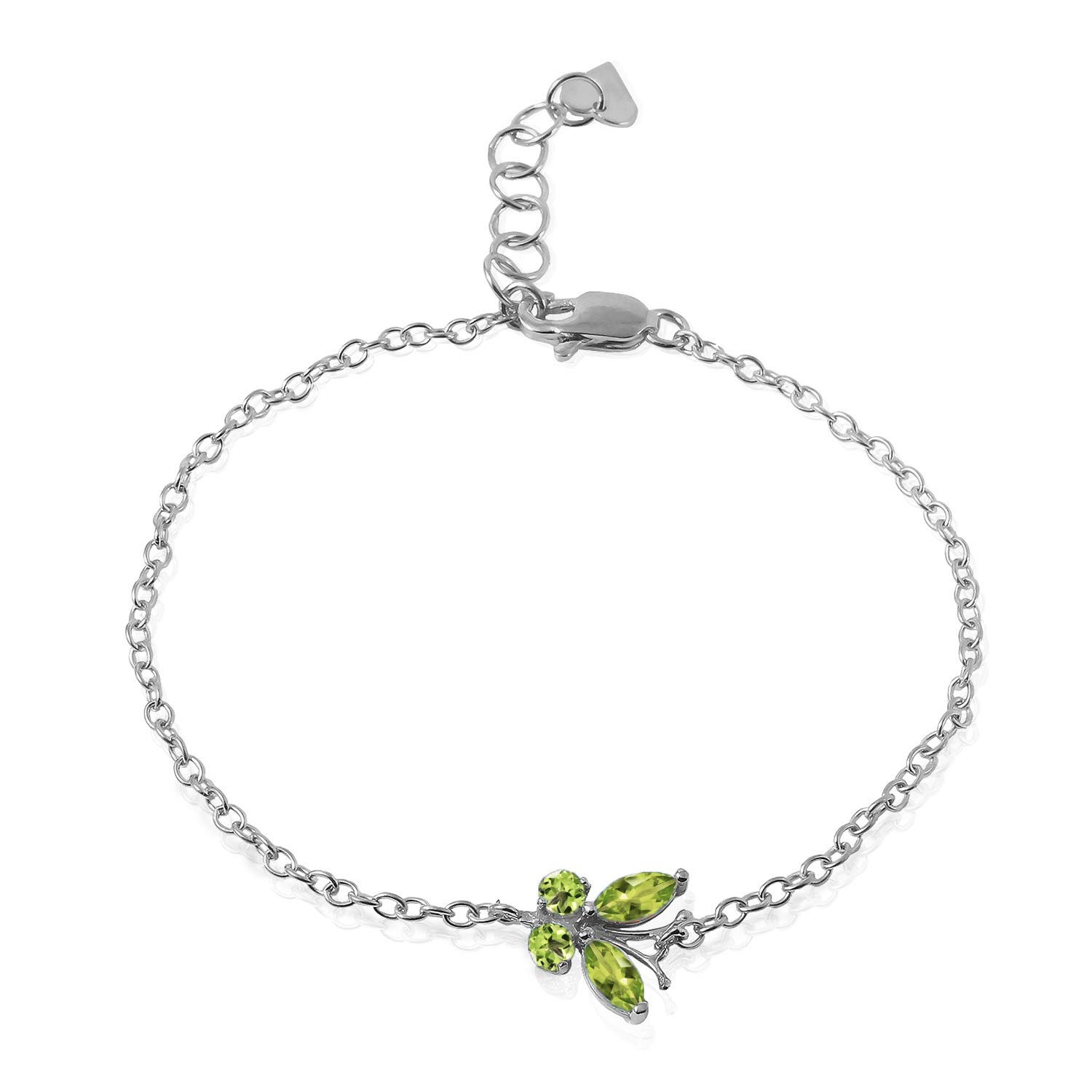 14K White Gold Peridot Butterfly Bracelet - Elegant Galaxy Gold GG Jewelry for Women | Perfect for Weddings, Anniversaries & Special Occasions