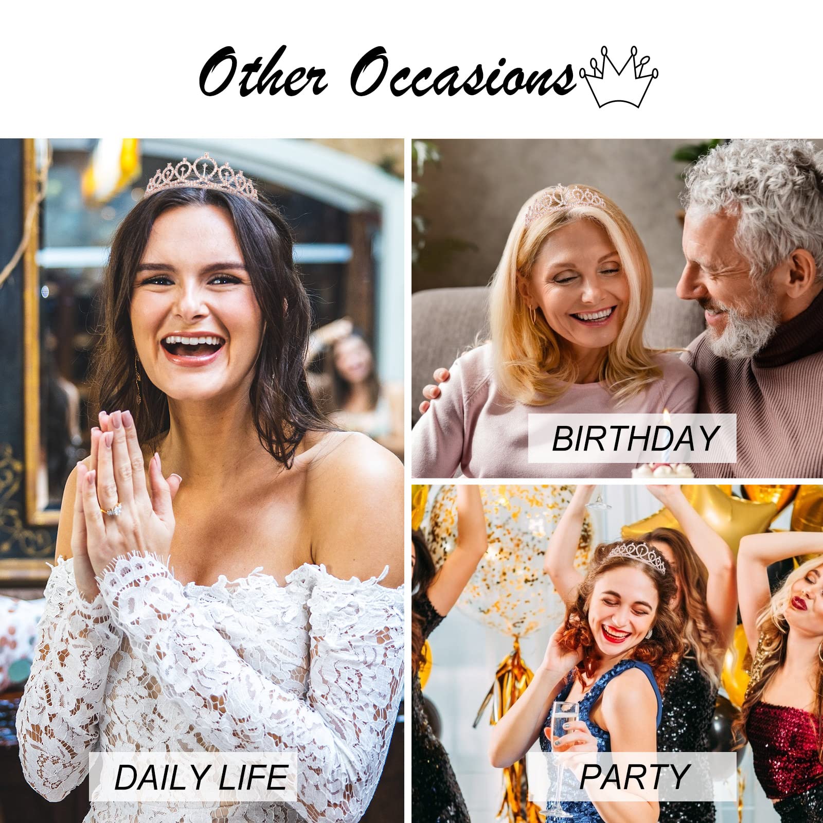 CIEHER Rose Gold Bridal Tiara & Sash Set - Elegant Bride To Be Crown & Decorations for Bridal Showers, Bachelorette Parties & Engagement Celebrations - Perfect Gift for Future Brides & Wedding Queen Vibes