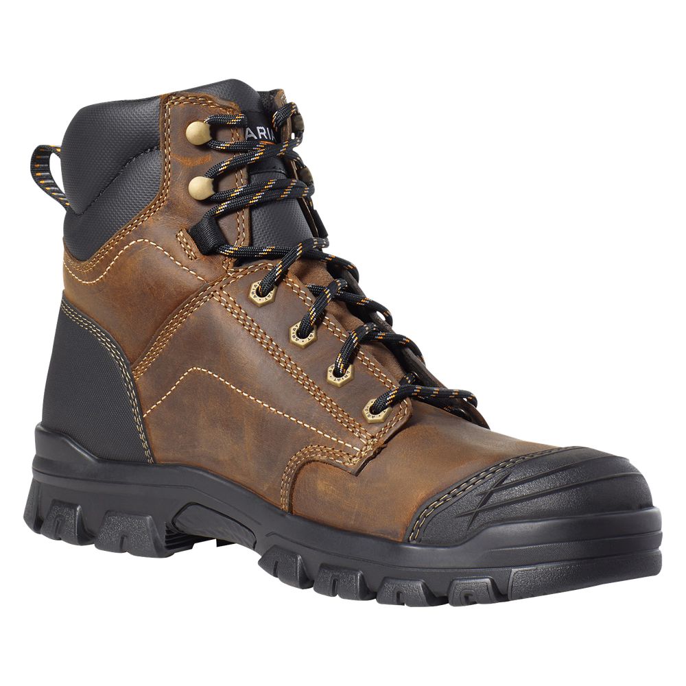 Ariat Men's Treadfast Lace-Up Work Boots - Brown, Size 9M - Durable & Comfortable Safety Boots for Construction, Farming & Outdoor Work