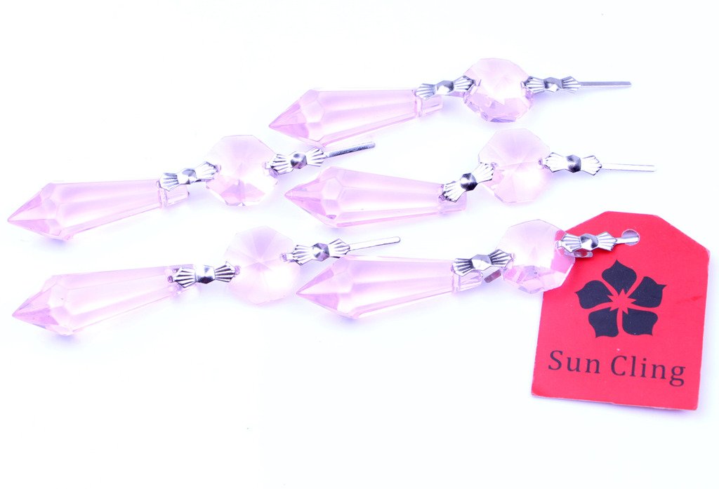 38mm Pink Icicle Crystal Chandelier Prisms - Pack of 20 for Wedding Decor, Christmas Tree Ornaments & DIY Home Lighting Projects