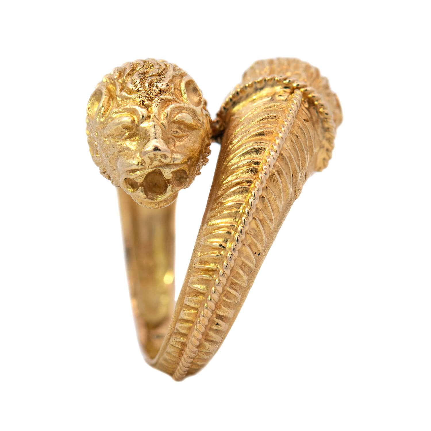 18k Gold Lalaounis Double Lion Head Ring - Vintage Estate Jewelry for Women, Luxury Statement Piece for Parties & Special Occasions