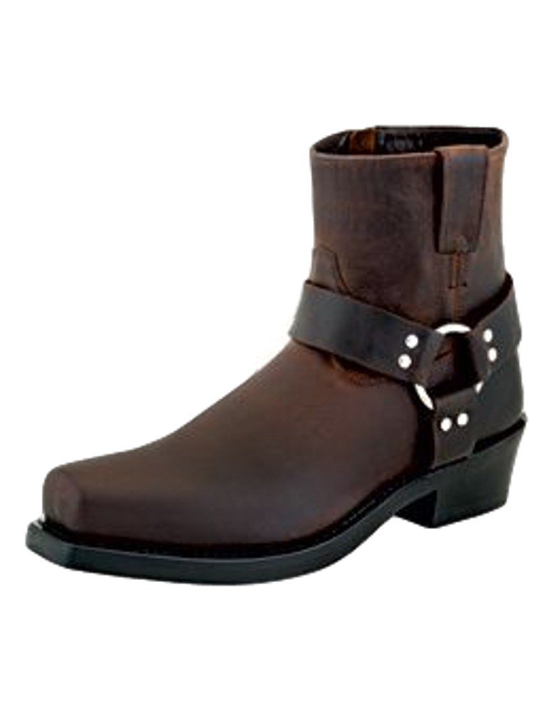 Old West Boots Men's Ankle Harness Leather Lined Motorcycle Boots - Durable Riding Boots for Bikers & Cowboy Style - Perfect for Motorcycle Riding, Western Fashion & Outdoor Adventures