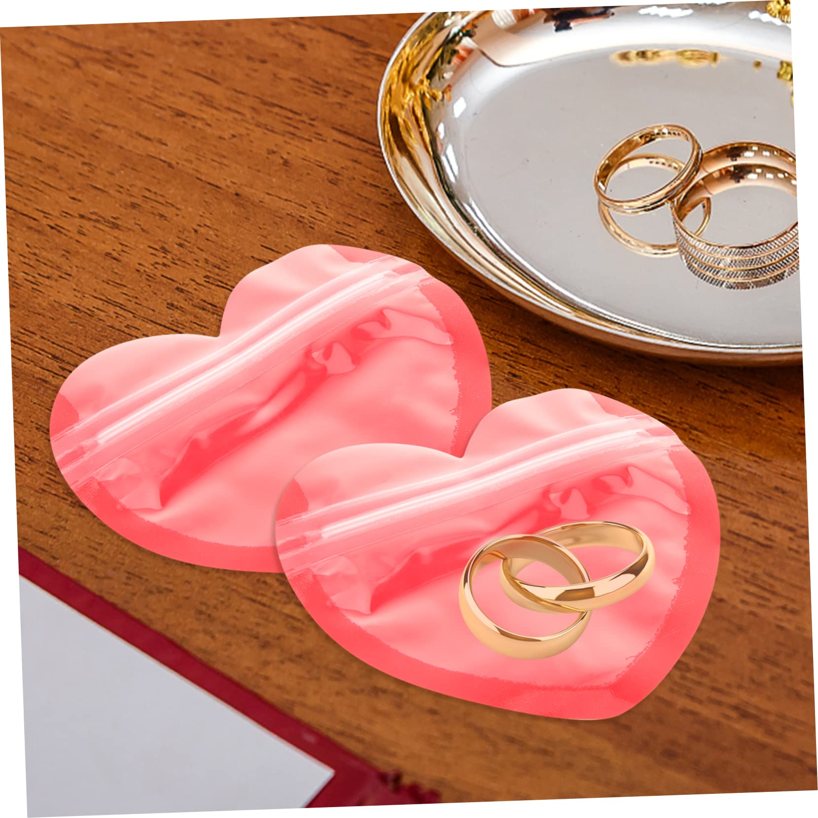 50 Pcs Heart Shaped Clear Cellophane Bags - Sealable Jewelry & Trinket Bags for Valentine's Day Gifts, Party Favors, Wedding Decorations