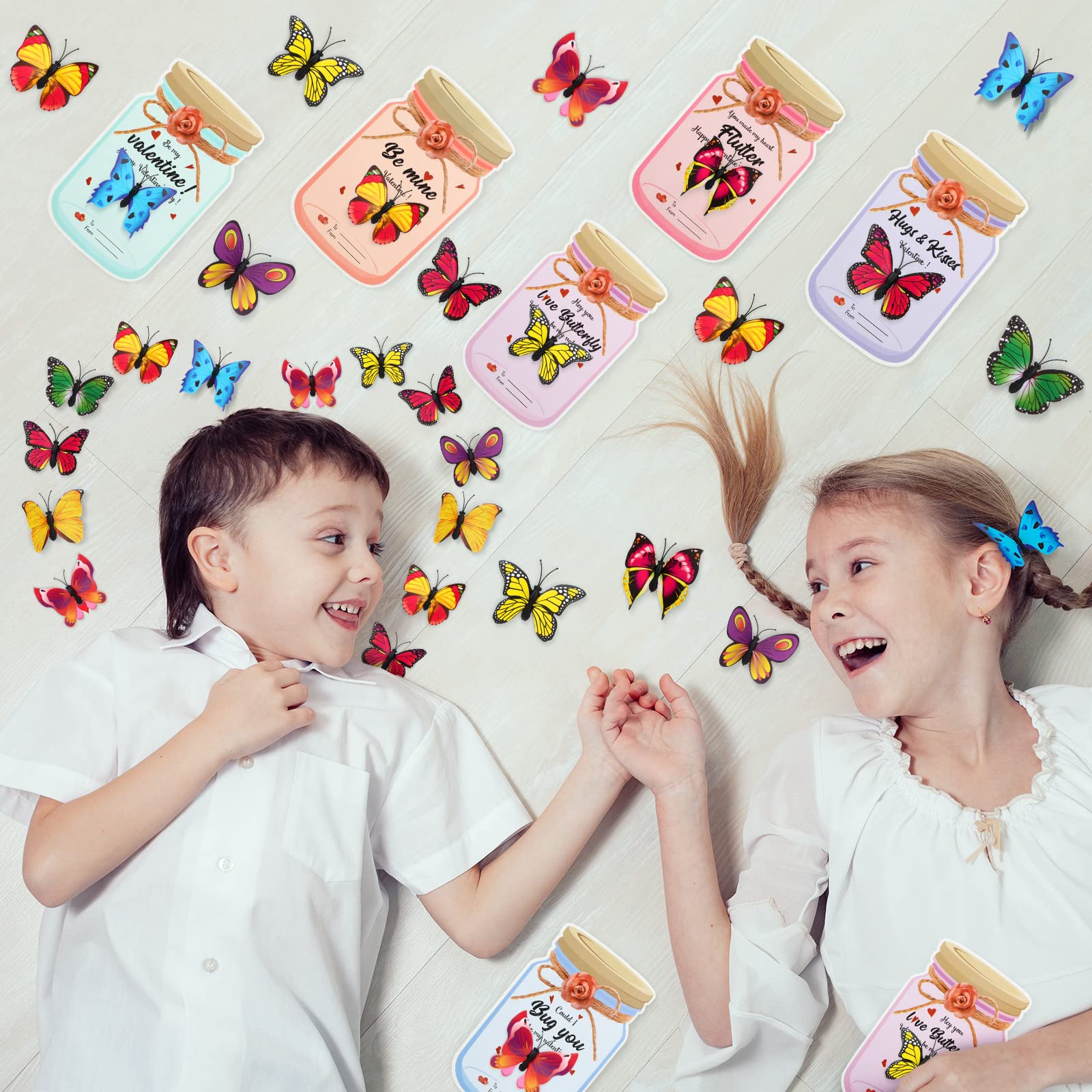 36-Piece Valentine's Day Cards for Kids with Insect Toys - Funny Classroom Exchange Cards, School Party Favors & Prizes - Perfect for Valentine's Day Gifts, Classroom Activities & Kids' Parties (Butterfly Theme)