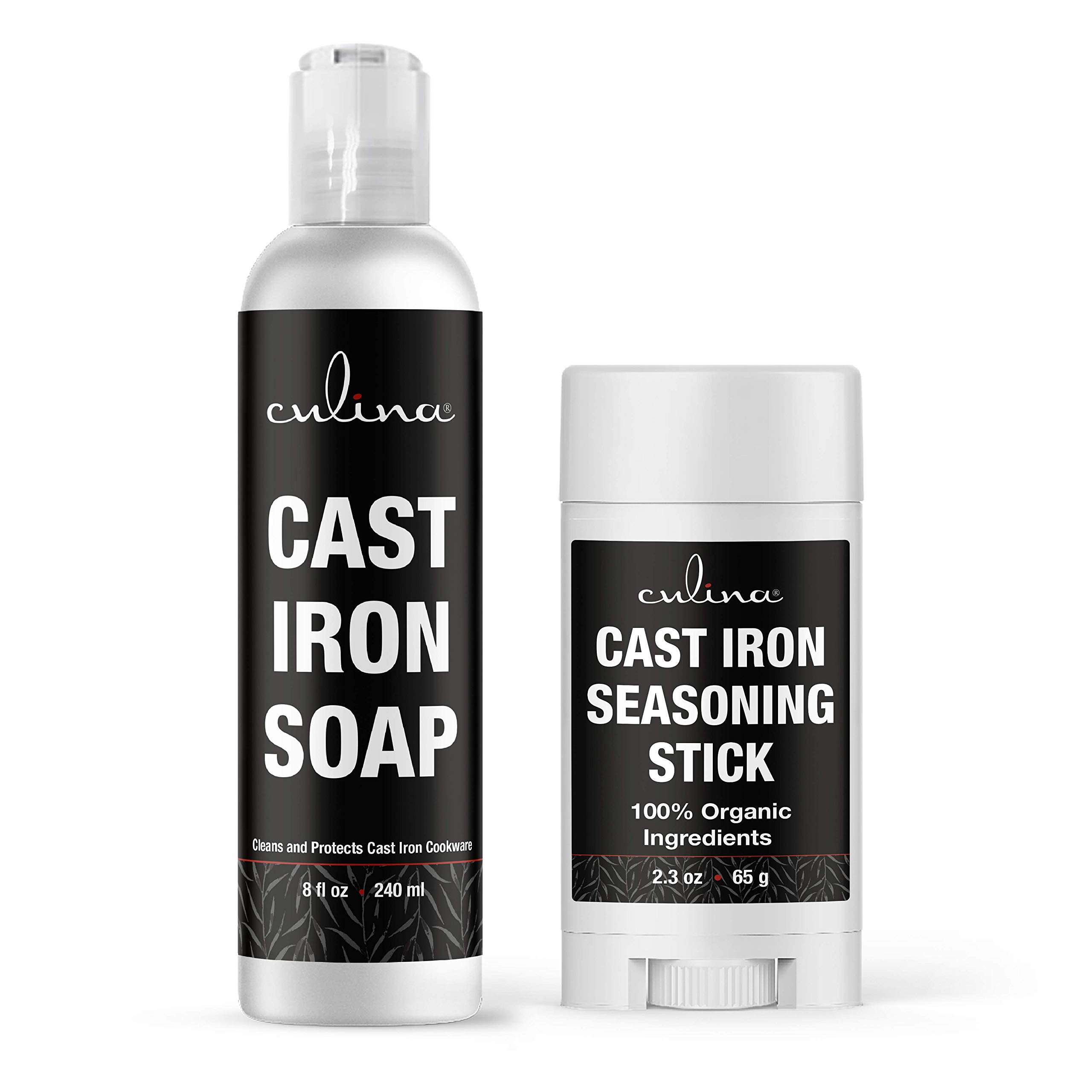 Premium Cast Iron Seasoning Stick & Soap Set - All Natural Cleaning & Non-Stick Cooking Kit for Cast Iron Skillets, Pans & Grills | Restores & Protects Cookware | Perfect for Camping, Outdoor Cooking & Home Kitchen Use