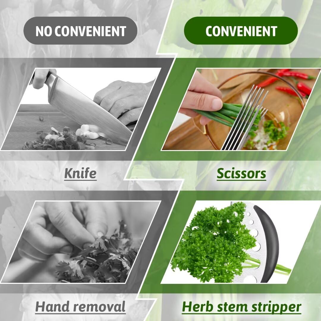 5-Blade Herb Scissors with Cover & Cleaning Brushes - Professional Kitchen Scissors for Chopping Herbs, Salad Greens, Vegetables - Multi-Purpose Food Scissors with Herb Stripper - Perfect for Meal Prep, Cooking, Garnishing (Black)