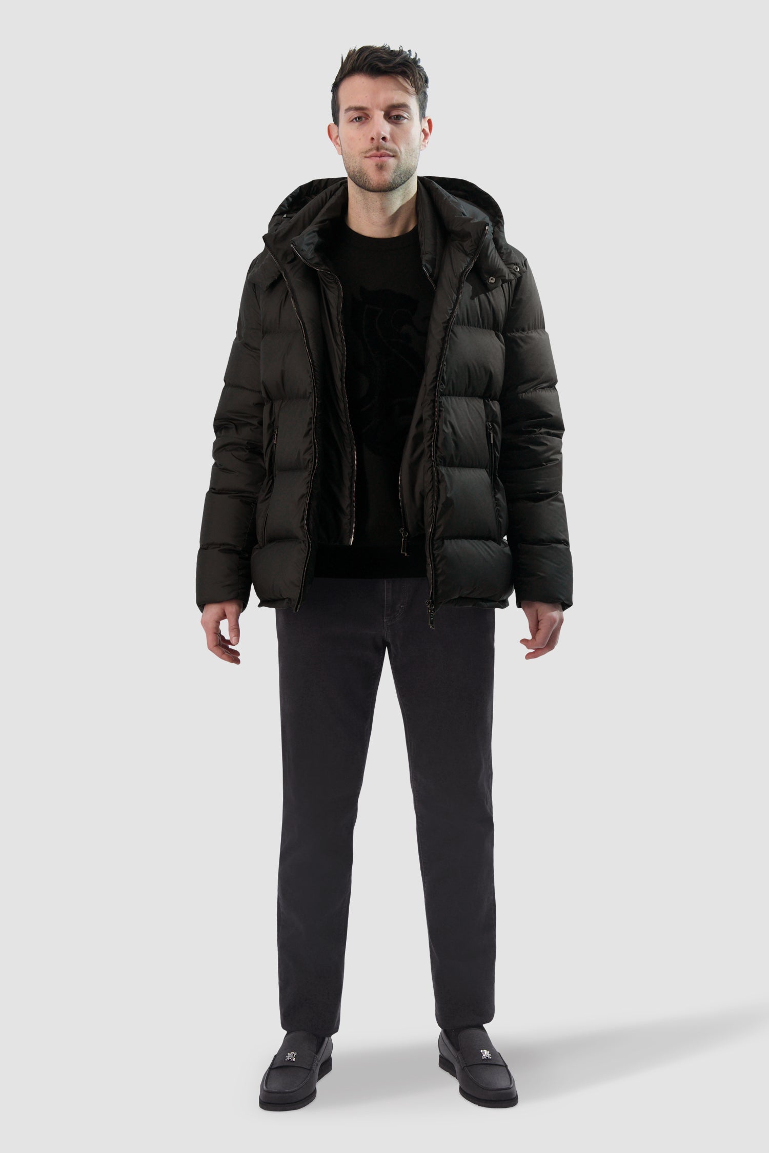 Zilli Black Down Short Jacket with Removable Hood - Lightweight Winter Coat for Women, Waterproof Puffer Jacket - Perfect for Outdoor Activities, Skiing & Casual Wear