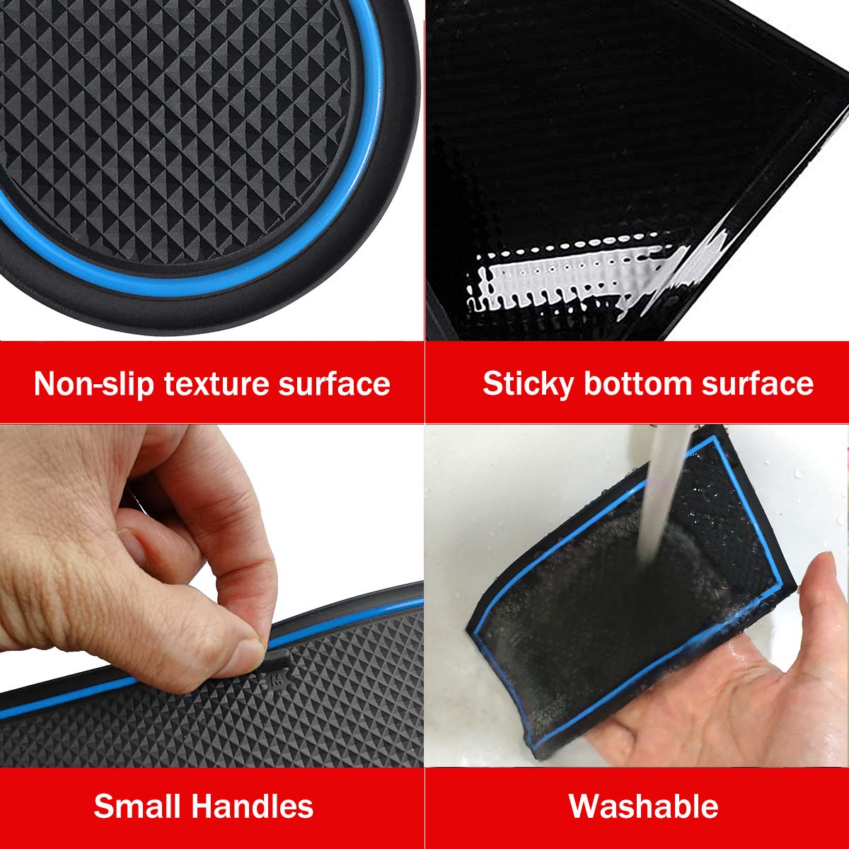 **Auovo Custom Fit Cup Holder Door Mats for Honda Passport 2019-2023 - 28pcs Interior Accessories Set with Blue Trim - Anti-Dust Center Console Inserts for Car Organization & Protection**