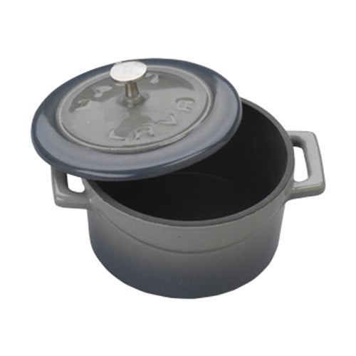 Arcata 081070 Mini Round Cast Iron Casserole Dish with Lid – 11.75 oz, Gray – Perfect for Baking, Roasting & Serving Individual Desserts or Side Dishes