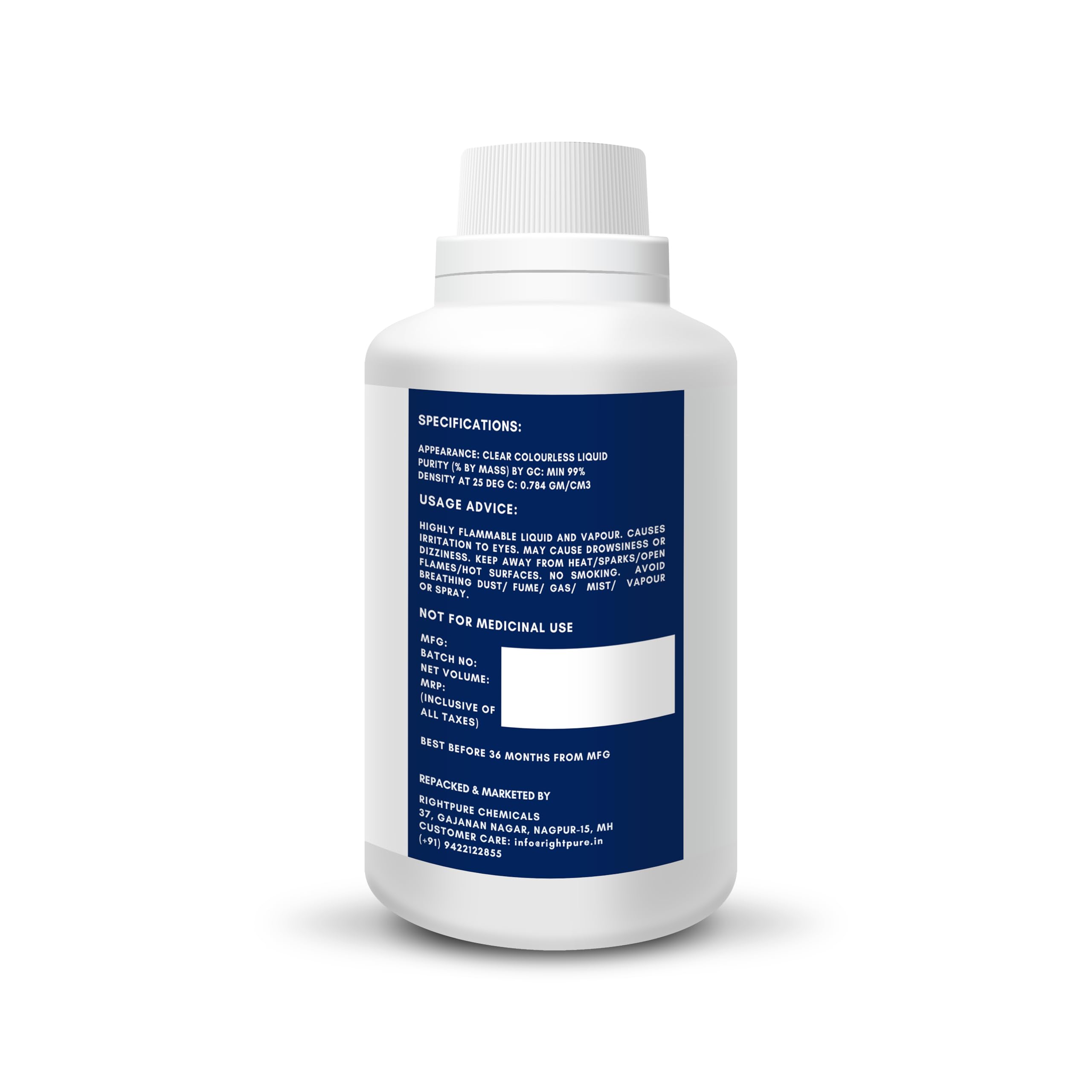 RIGHTPURE™ Acetone Laboratory Reagent - 250ml High Purity Solvent for Nail Polish Remover, Cleaning & DIY Projects - Perfect for Nail Salons, Labs & Home Use