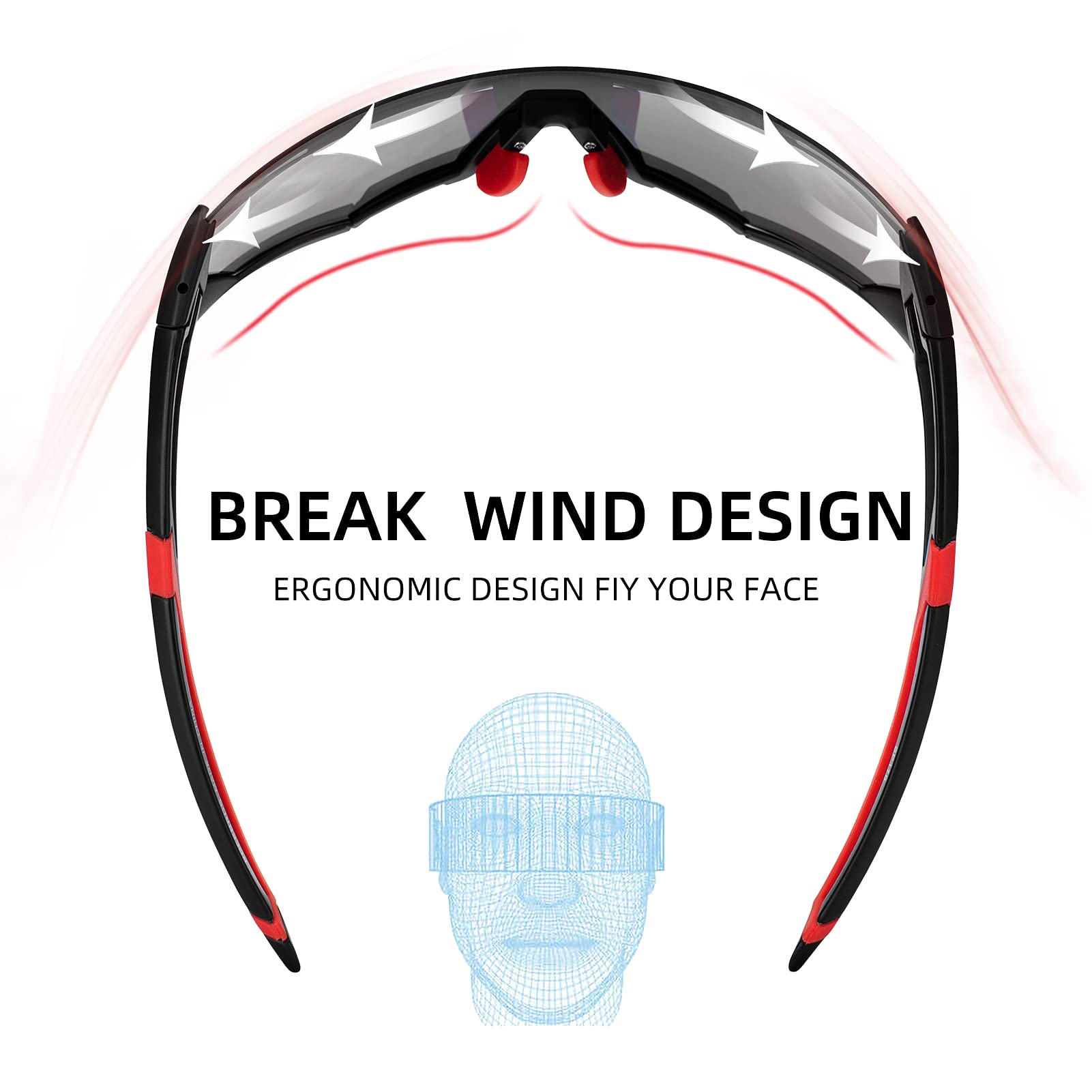 ROCKBROS Photochromic Cycling Sunglasses for Men - UV Protection Sports Bike Glasses for Outdoor Activities, Running & Cycling