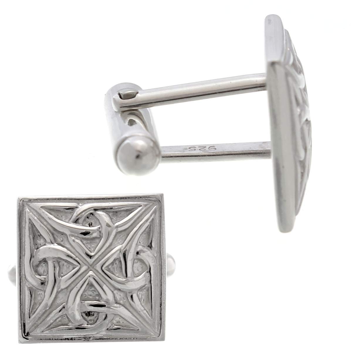 Alexander Castle Men's 925 Sterling Silver Celtic Cufflinks - 15mm Square Trinity Knot Design for Formal Wear - Perfect Wedding, Business & Gifts with Jewelry Box