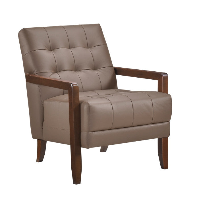 Archam Accent Chair - Modern Brown Upholstered Lounge Chair for Living Room, Bedroom & Office - Comfortable Reading Chair with Sturdy Wooden Legs