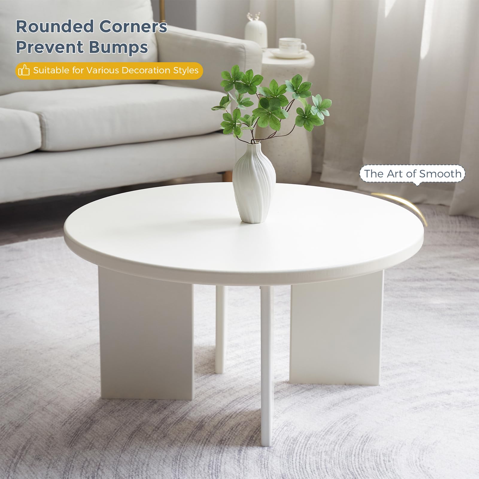 Modern Round Coffee Table - 30 Inch Living Room Accent Table with Sturdy Design for Bedroom & Lounge | Perfect for Small Spaces, Home Decor & Coffee Time