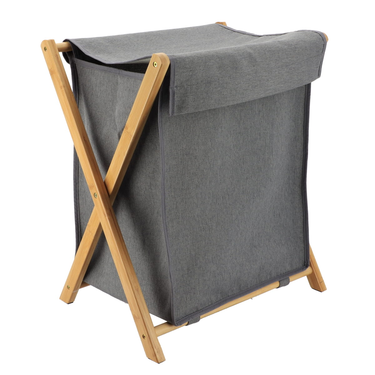 Foldable Bamboo Laundry Basket 54L Large Capacity - Natural & White | Portable Storage for Clothes, Bedroom, Dorm, Camping, Travel
