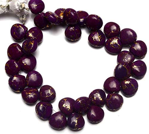 Natural Mojave Purple Arizona Copper Turquoise 10MM Smooth Heart Briolette Beads - 7 Inch Strand for Jewelry Making, DIY Crafts & Boho Accessories - Perfect for Necklaces, Bracelets & Earrings (Code-HIGH-11463)