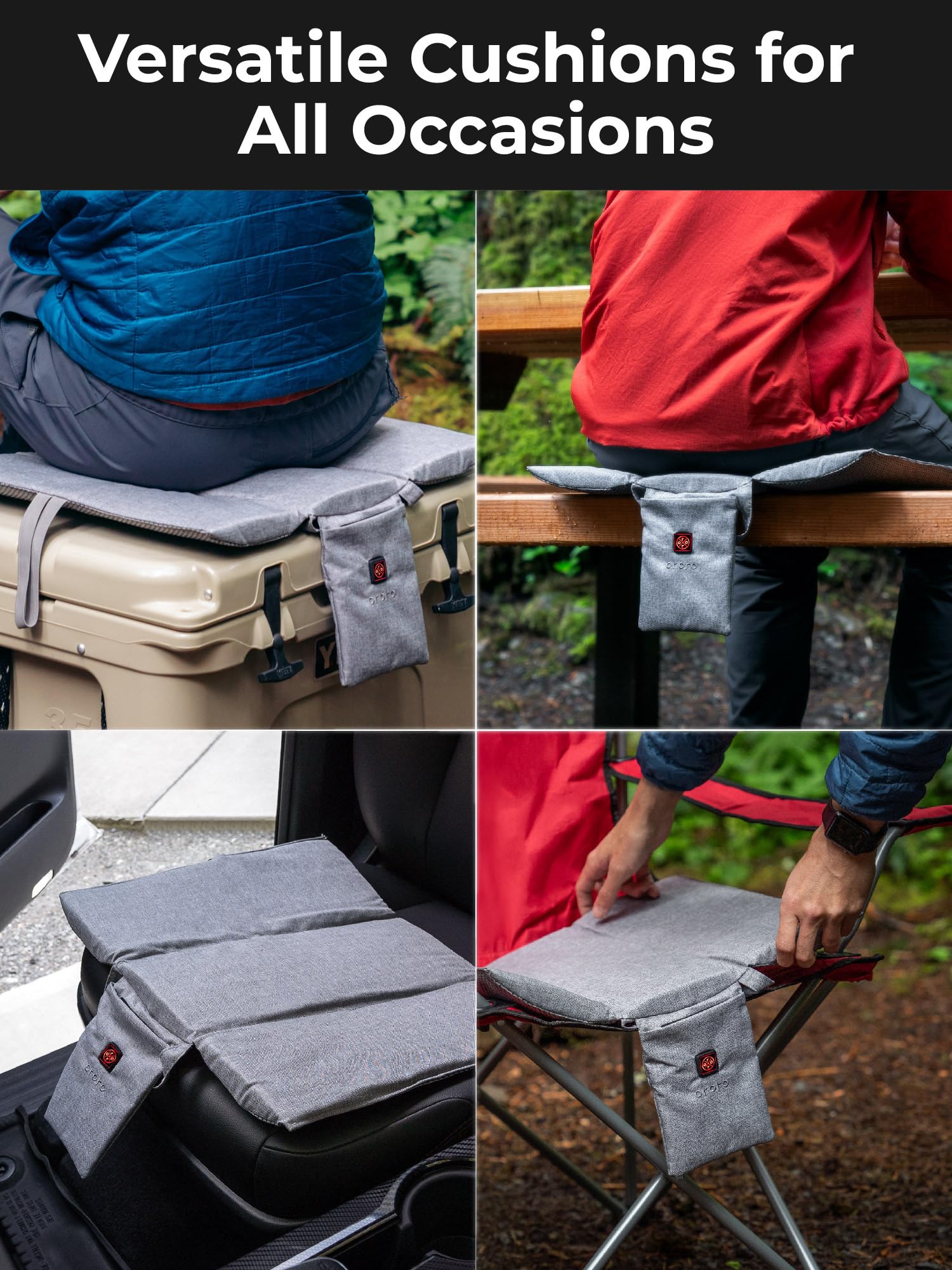 ORORO Heated Seat Cushion with Rechargeable Battery Pack - Portable USB Electric Heating Pad for Office, Car, Camping & Stadium Seats - Stay Warm in Winter at Home, Work or Outdoor Adventures