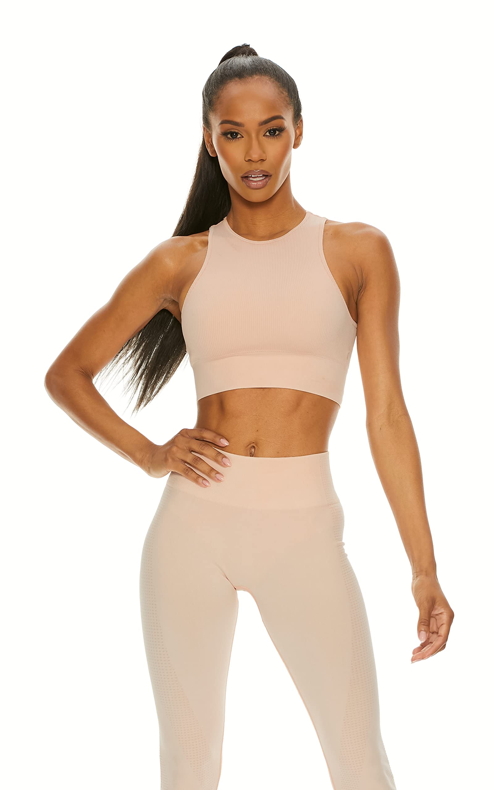TBO Seamless Sports Bras for Women - High Neck Workout Crop Top with Removable Padding | Yoga, Running, Gym & Activewear