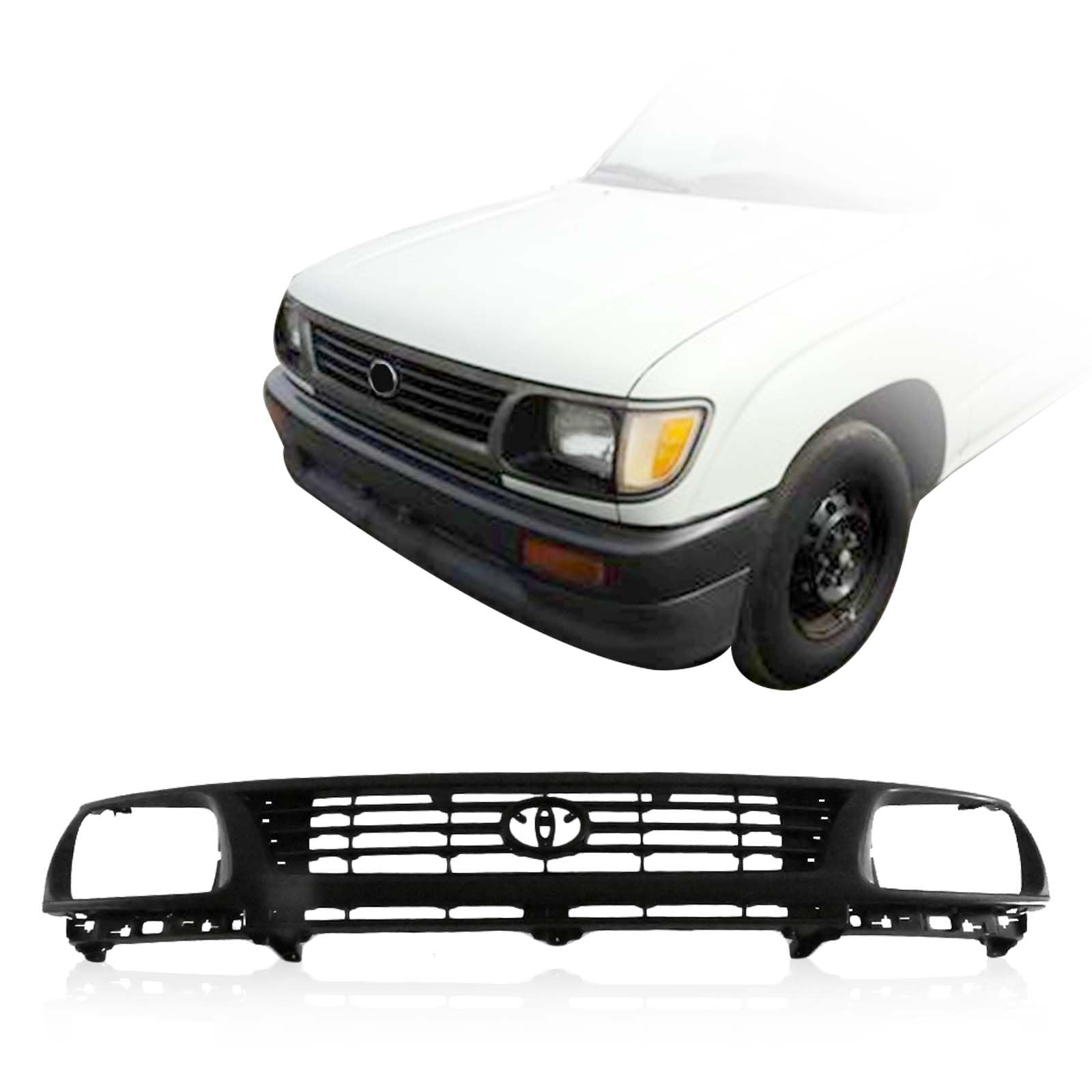 Perfit Liner Front Grille Grill - Gray Shell with Black Insert - Compatible with 1995-1996 Toyota Tacoma Pickup Truck (2WD) - Perfect for Off-Roading & Truck Customization - Fits Part Numbers TO1200194 & 5310035290