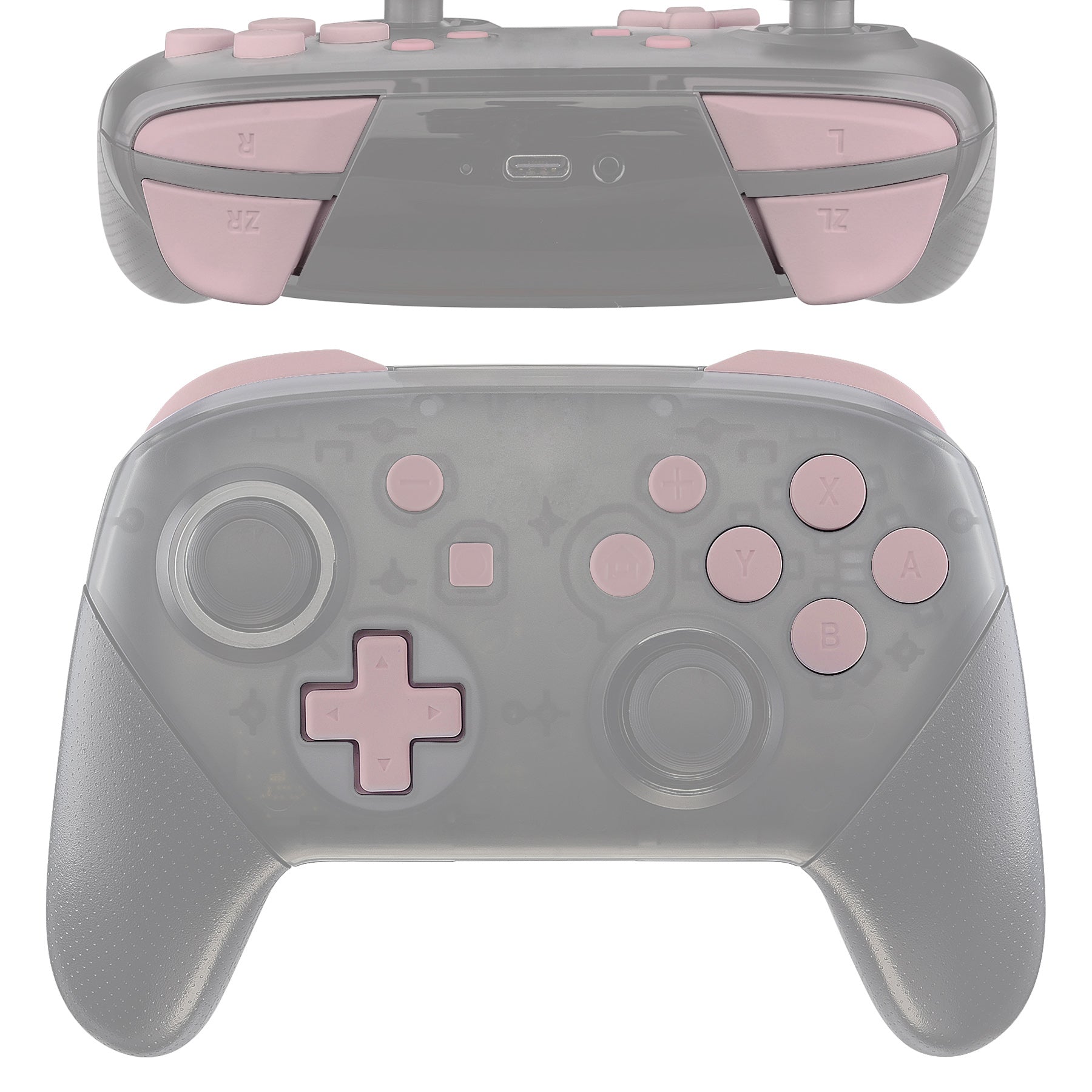 eXtremeRate DIY Replacement Full Set Buttons for Nintendo Switch Pro Controller - Cherry Blossom Pink (KRP307) | Customize Your Gaming Experience | Perfect for Switch Enthusiasts & DIY Modders