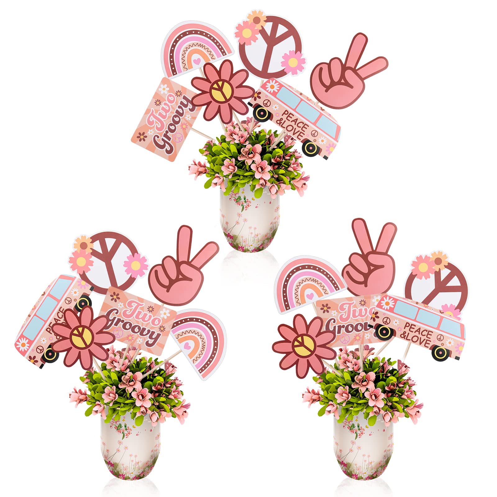 KINBOM Groovy Hippie Birthday Party Decorations - 2-Pack Kids Photo Props for Birthday Party Supplies | Perfect for Themed Parties, Photo Booths & Fun Family Celebrations