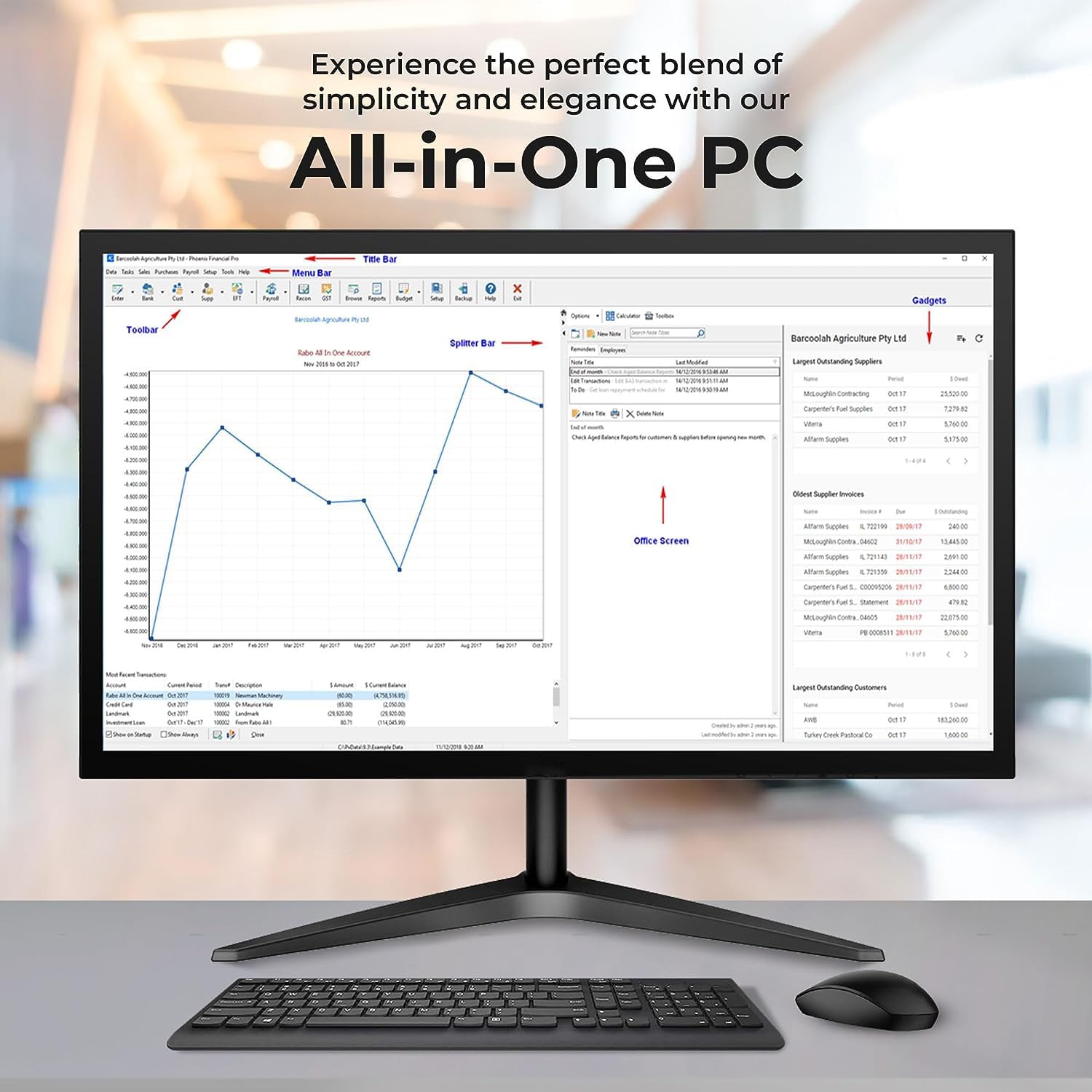 Lenovo All-in-One Tiny Desktop PC - Intel Pentium J3710, 8GB RAM, 128GB SSD, 19