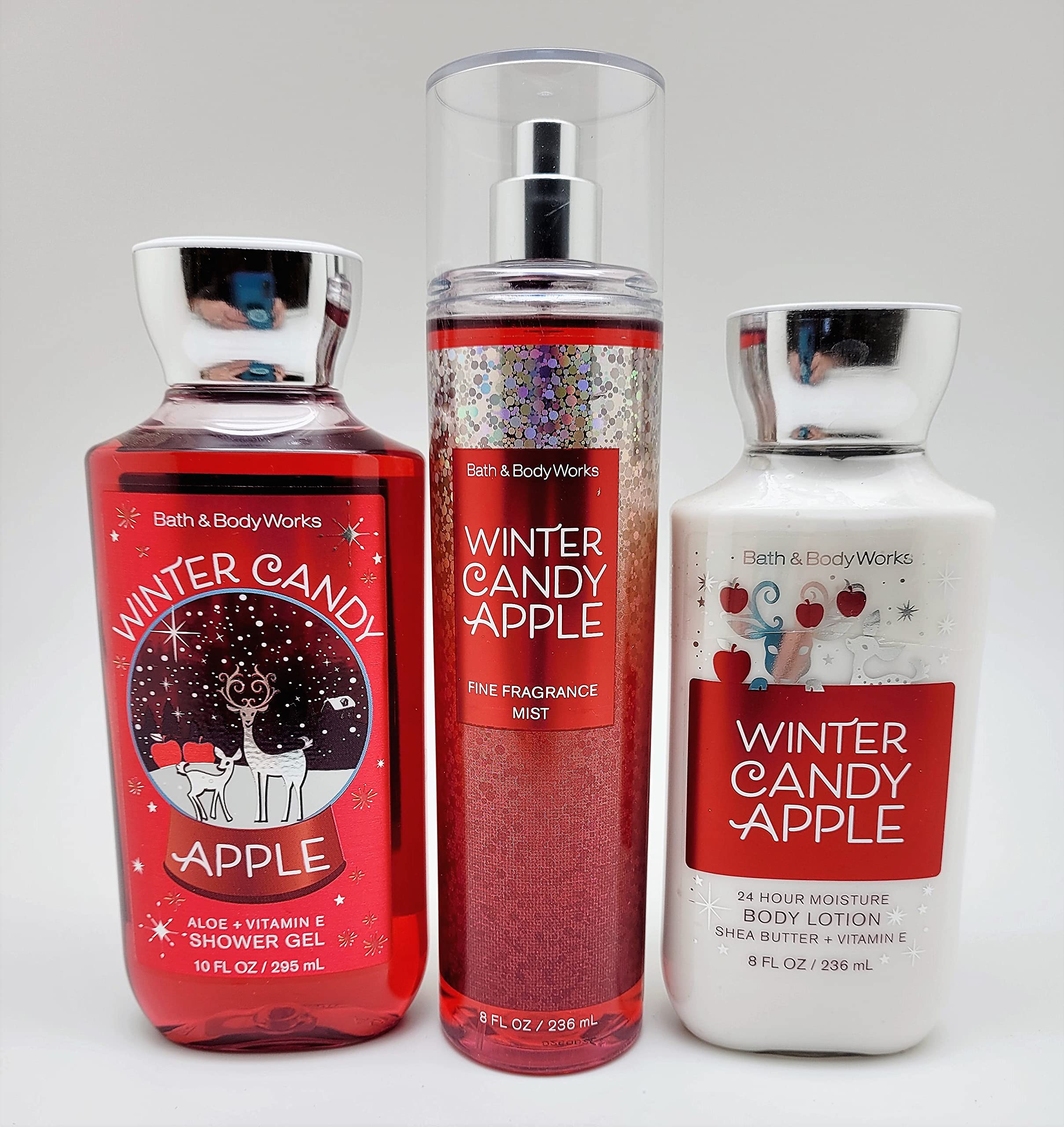 Bath & Body Works Winter Candy Apple 3-Piece Gift Set - Shower Gel, Fragrance Mist & Body Lotion Trio | Holiday Scent Collection for Women | Perfect for Christmas Gifts & Winter Self-Care Routine