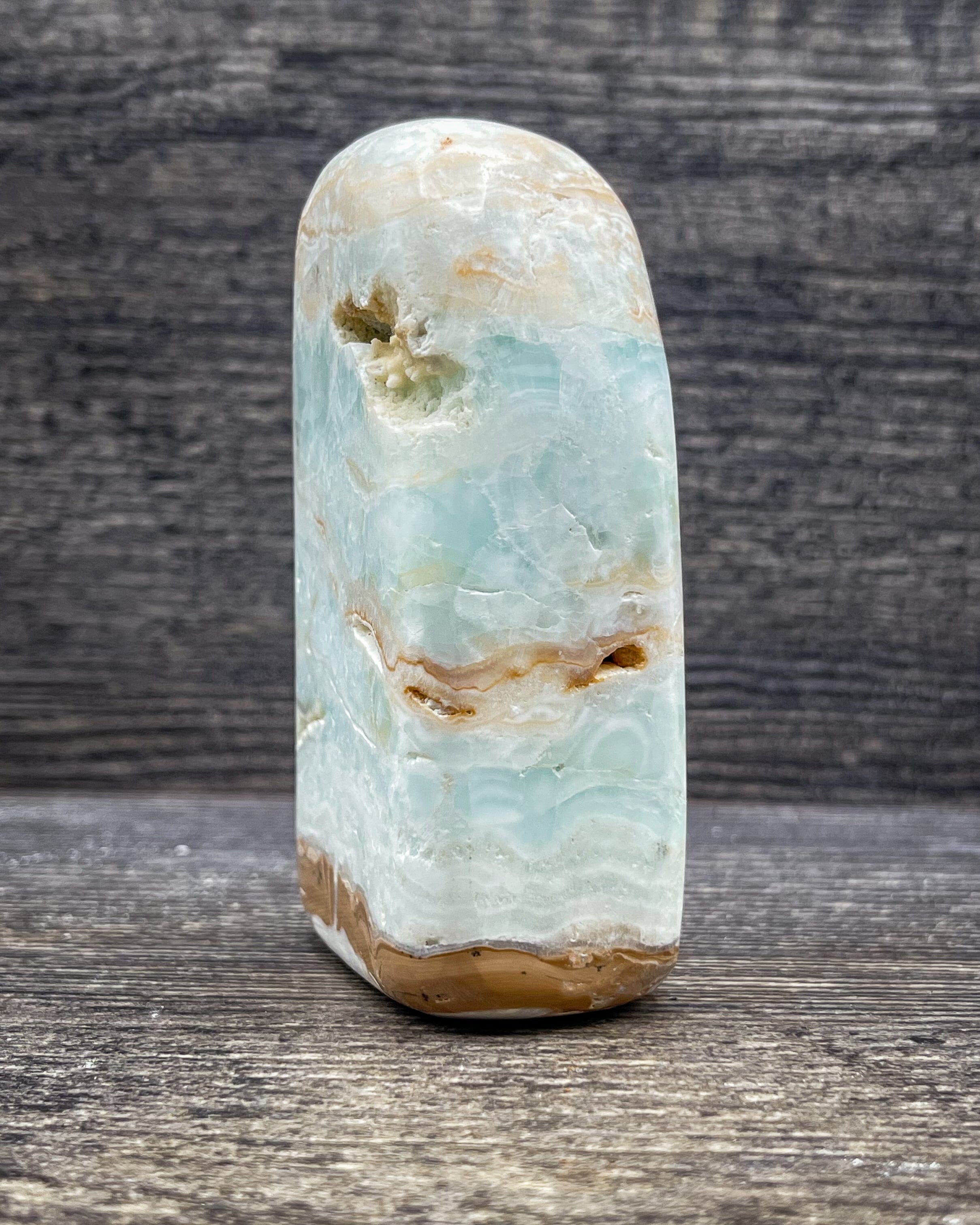 Natural Caribbean Calcite Freeform Stone - 327g Raw Healing Crystal for Meditation, Reiki, and Home Decor