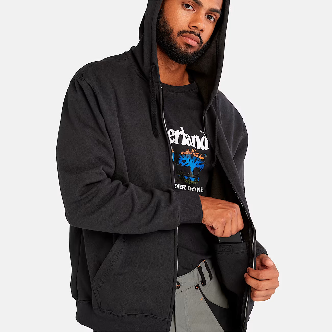 Timberland PRO Men's Hood Honcho Sport Full Zip Hoodie - Lightweight Fleece Jacket for Outdoor Work & Casual Wear | TB1A235X | Durable & Comfortable for Hiking, Camping & Everyday Use