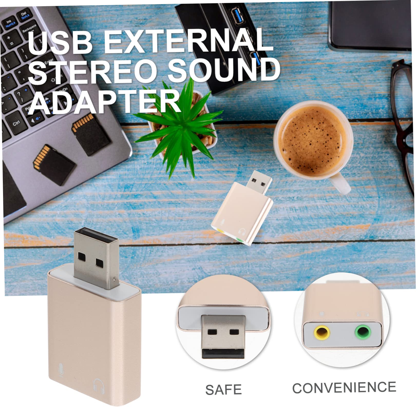 Parliky 4-Pack USB External Sound Card - Aux to USB Audio Adapter with Microphone Jack, USB to 3.5mm Audio Converter for Laptops & Computers - Aluminum Alloy Universal Bus Sound Effects Board for Gaming, Streaming & Conference Calls