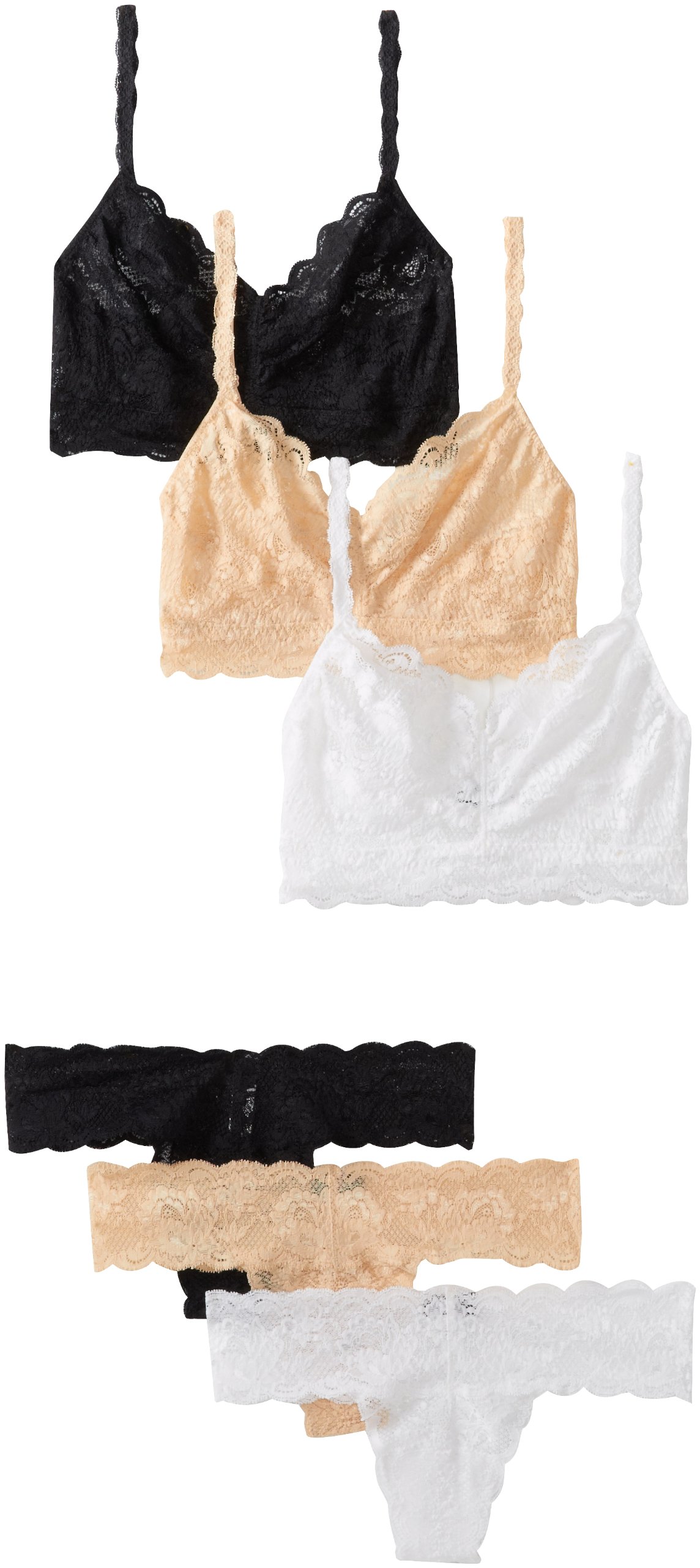 Cosabella Women's Never Say Never 3-Pack Sweetie Soft Bra & Cutie Thong Sets - Ultra Comfortable Lingerie for Everyday Wear, Sleep & Lounge