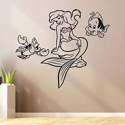 Disney Princess The Little Mermaid Wall Decal - Ariel, Flounder & Sebastian Vinyl Sticker (40x40 inch) for Kids Room, Nursery, Teen Bedroom & Home Decor - Waterproof Removable Wall Art