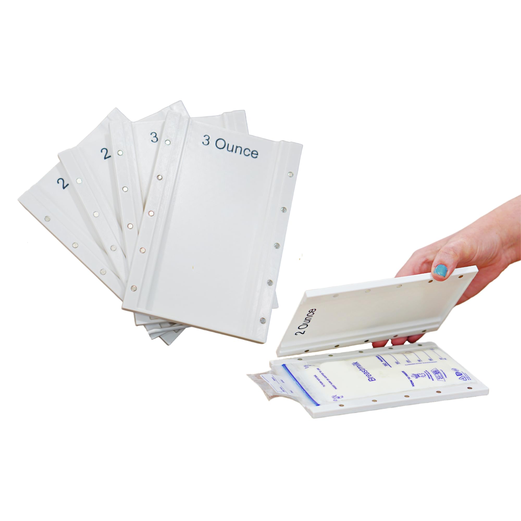 Magnetic Breastmilk Freeze Flat Trays - Breast Pump Accessory for Freezing Breast Milk Storage Bags Flat - Starter Set (2-6oz) for Most Rectangular Bags | Perfect for Organizing & Storing Breast Milk in Freezer