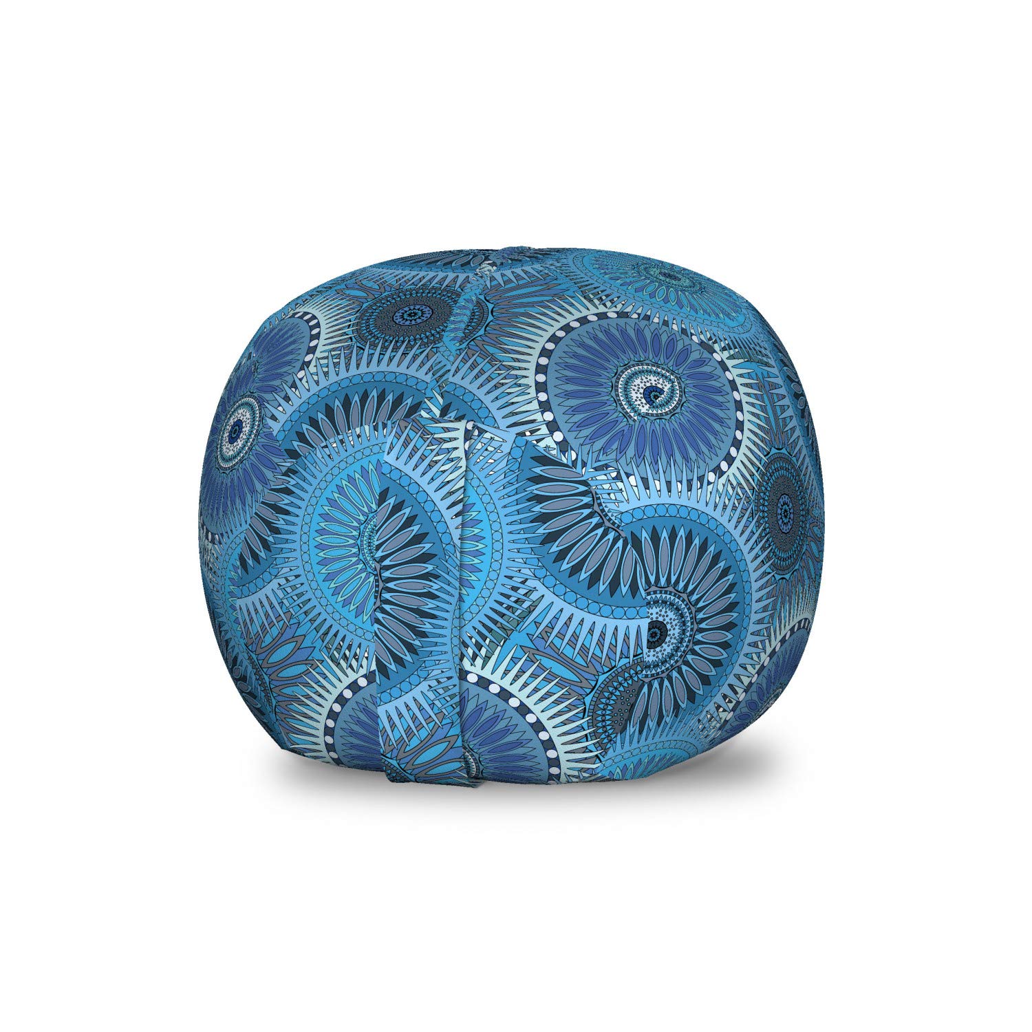 Ambesonne Blue Mandala Toy Storage Bag Chair - Vintage Ornate Monochrome Design, Washable Stuffed Animal Organizer for Kids Room, Small Size | Perfect for Nursery, Playroom & Bedroom Organization
