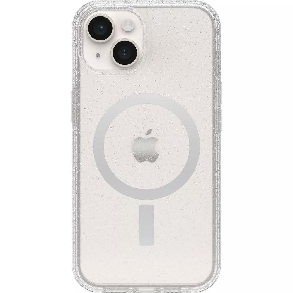 OtterBox Symmetry Series+ Antimicrobial Case with MagSafe for iPhone 14 & iPhone 13 - Clear Glitter Stardust Design | Slim Protective Phone Cover | Perfect for Everyday Use, Travel & Outdoor Activities