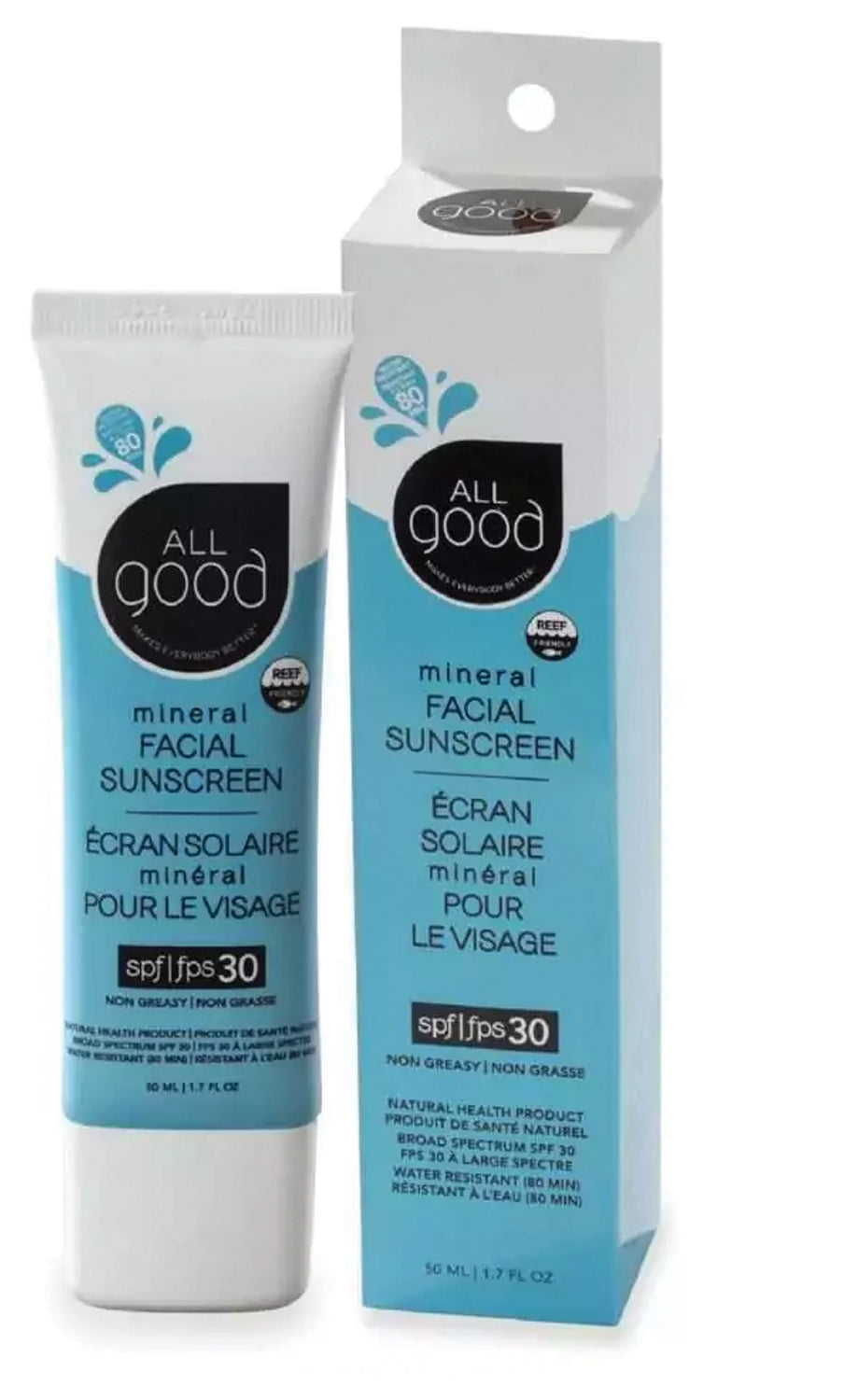 All Good Mineral Face SPF 30 Sunscreen - Natural, Reef-Safe Sun Protection for Sensitive Skin | Daily Use, Outdoor Activities & Beach Days