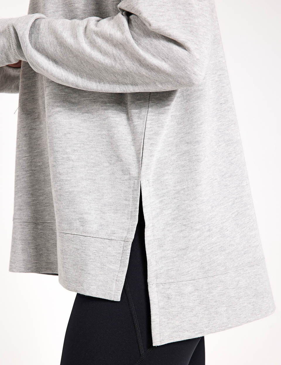 After Class Longline Sweatshirt for Women - Light Grey Marl Pullover Hoodie | Casual Loungewear, Streetwear & College Outfit