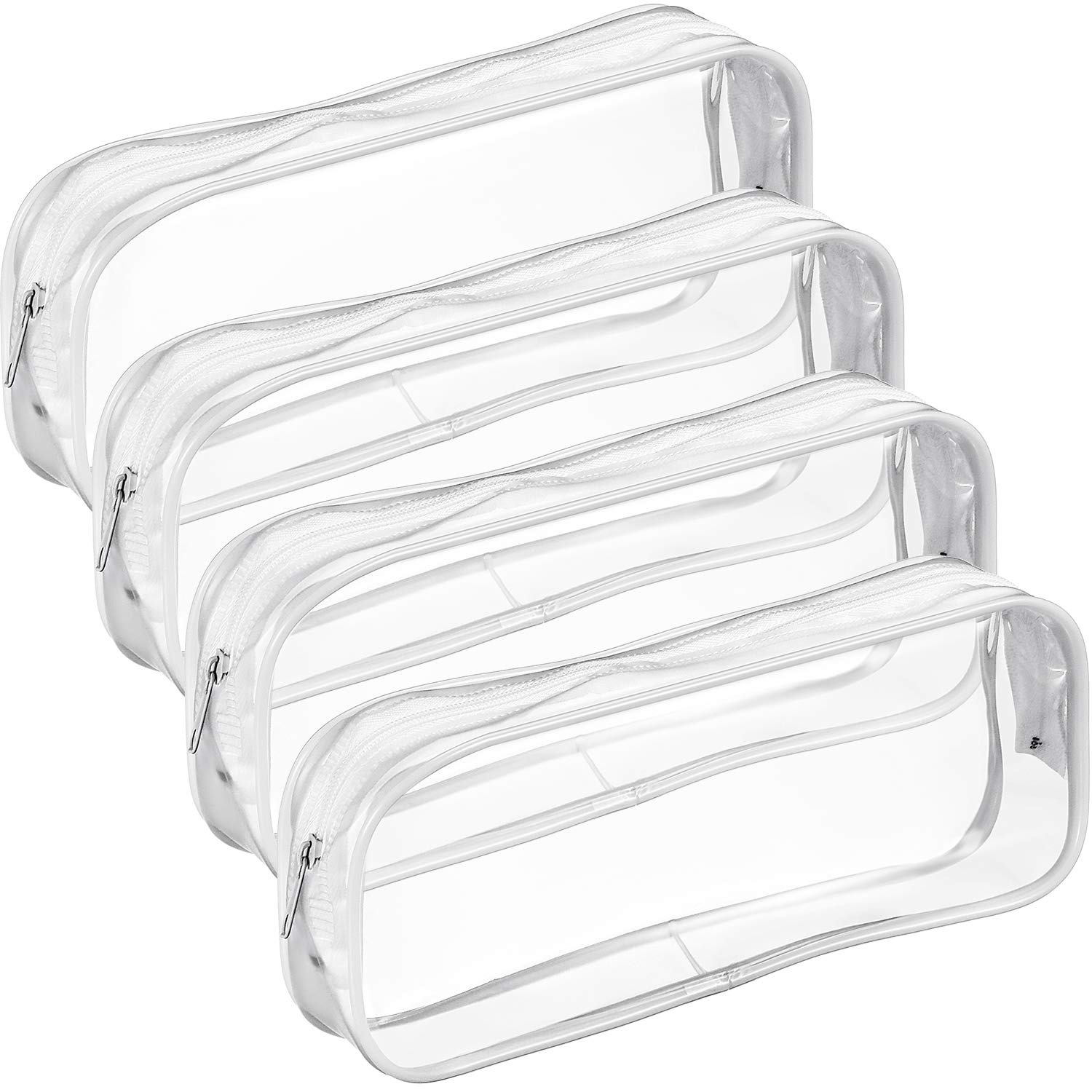 Tatuo 4-Piece Set Large Clear PVC Zipper Pencil Case - Big Capacity School Supplies Organizer for Pens, Pencils, Makeup & Art Tools | Perfect for Students, Office & Travel Use