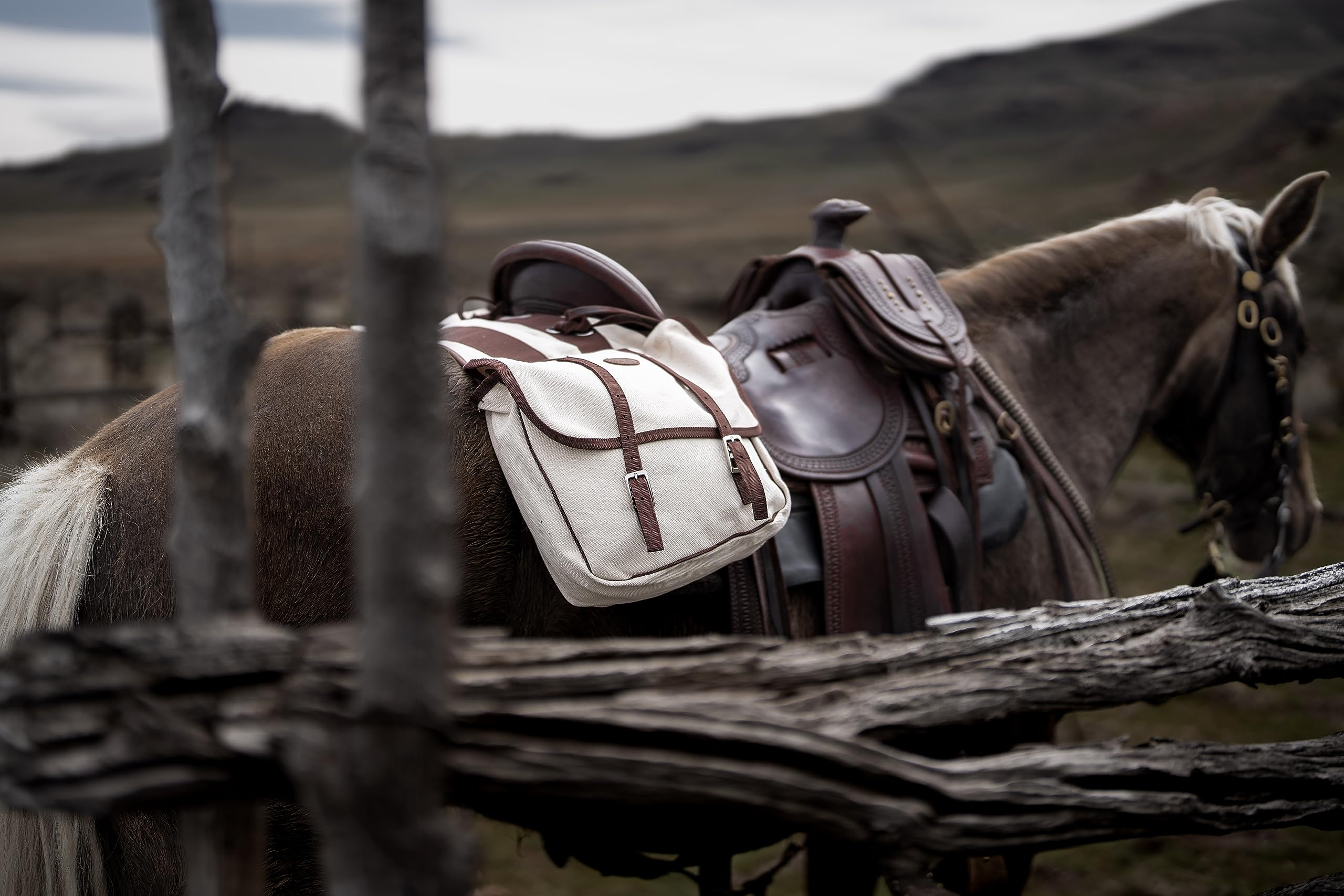 TrailMax Heavy Duty Canvas Horse Saddle Bag - Waterproof & Weather Resistant Equestrian Saddlebag for Trail Riding - Perfect for Outdoor Adventures, Camping & Long Distance Horseback Riding