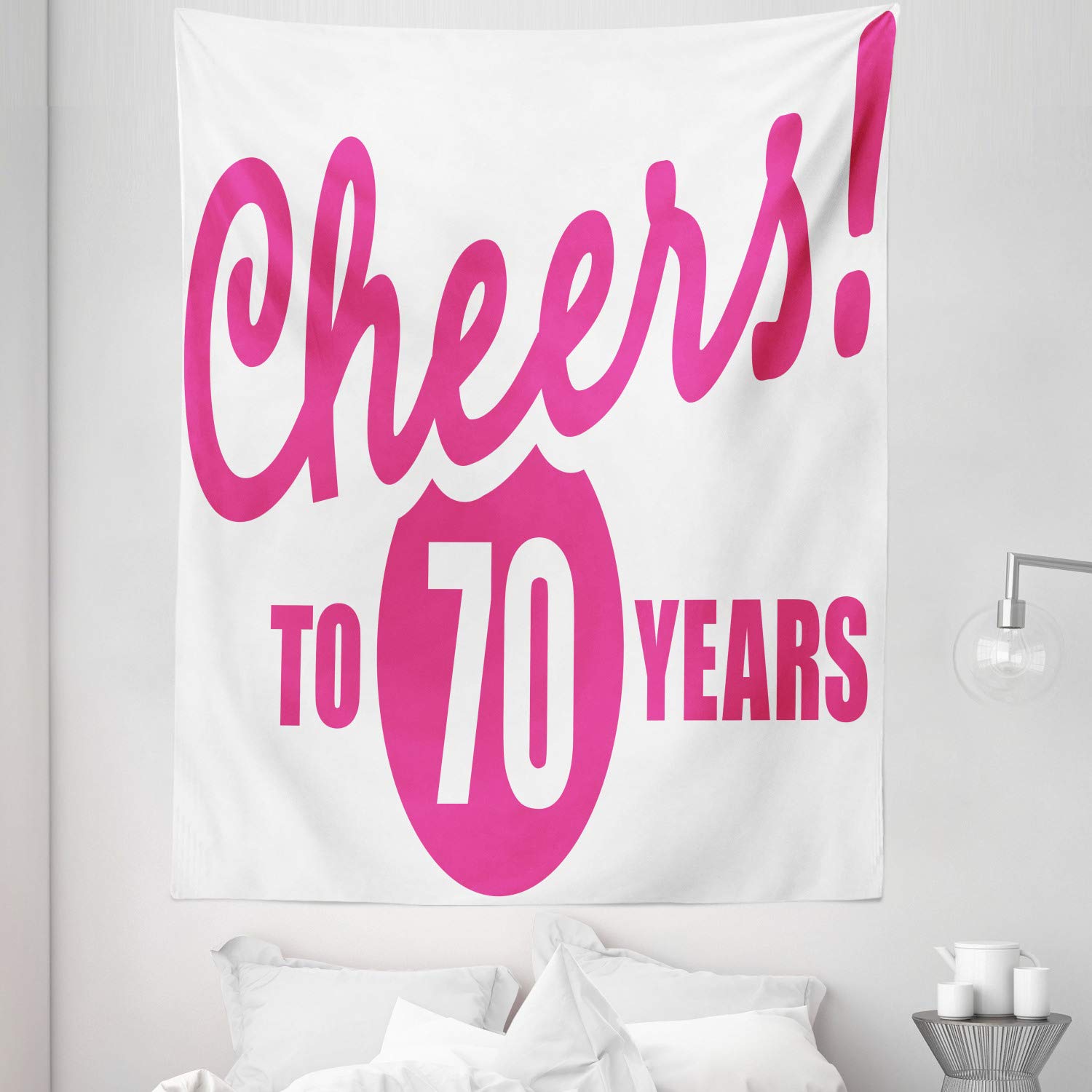 Ambesonne 70th Birthday Tapestry - Twin Size Wall Hanging Bedspread (68