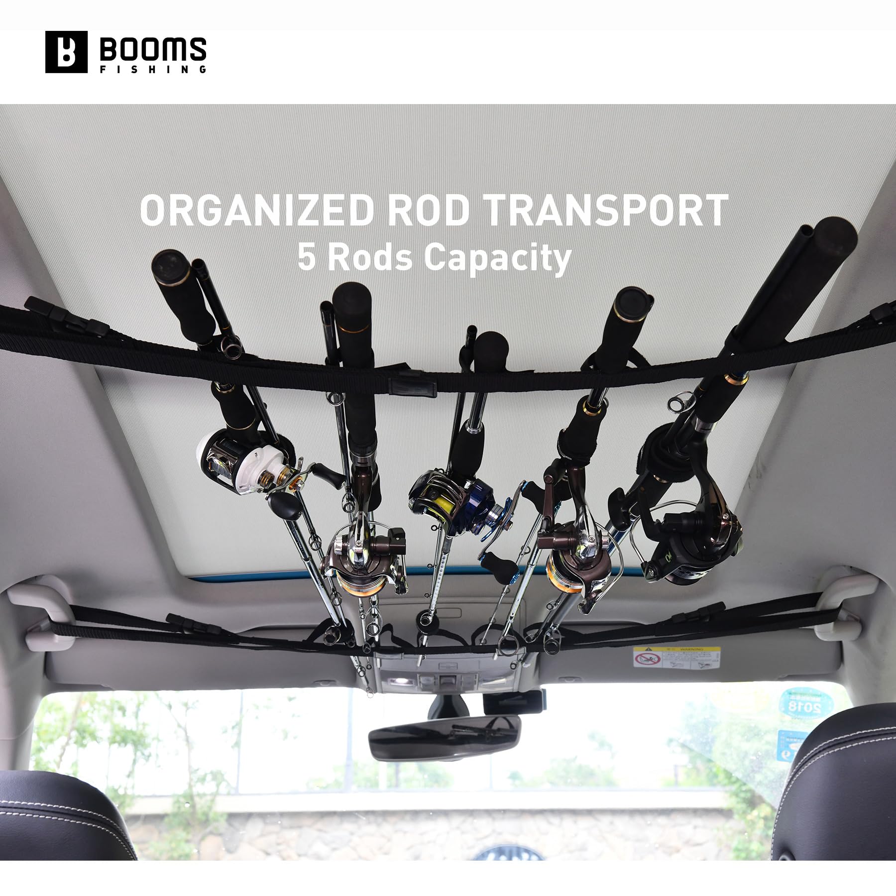 **Booms Fishing VRC Vehicle Rod Carrier – Car Fishing Rod Holder & Storage Rack for SUV, Wagon, Van, Jeep, Truck – 2 Styles: Roof Rack & Backseat Holder – Perfect for Road Trips, Camping & Outdoor Adventures**