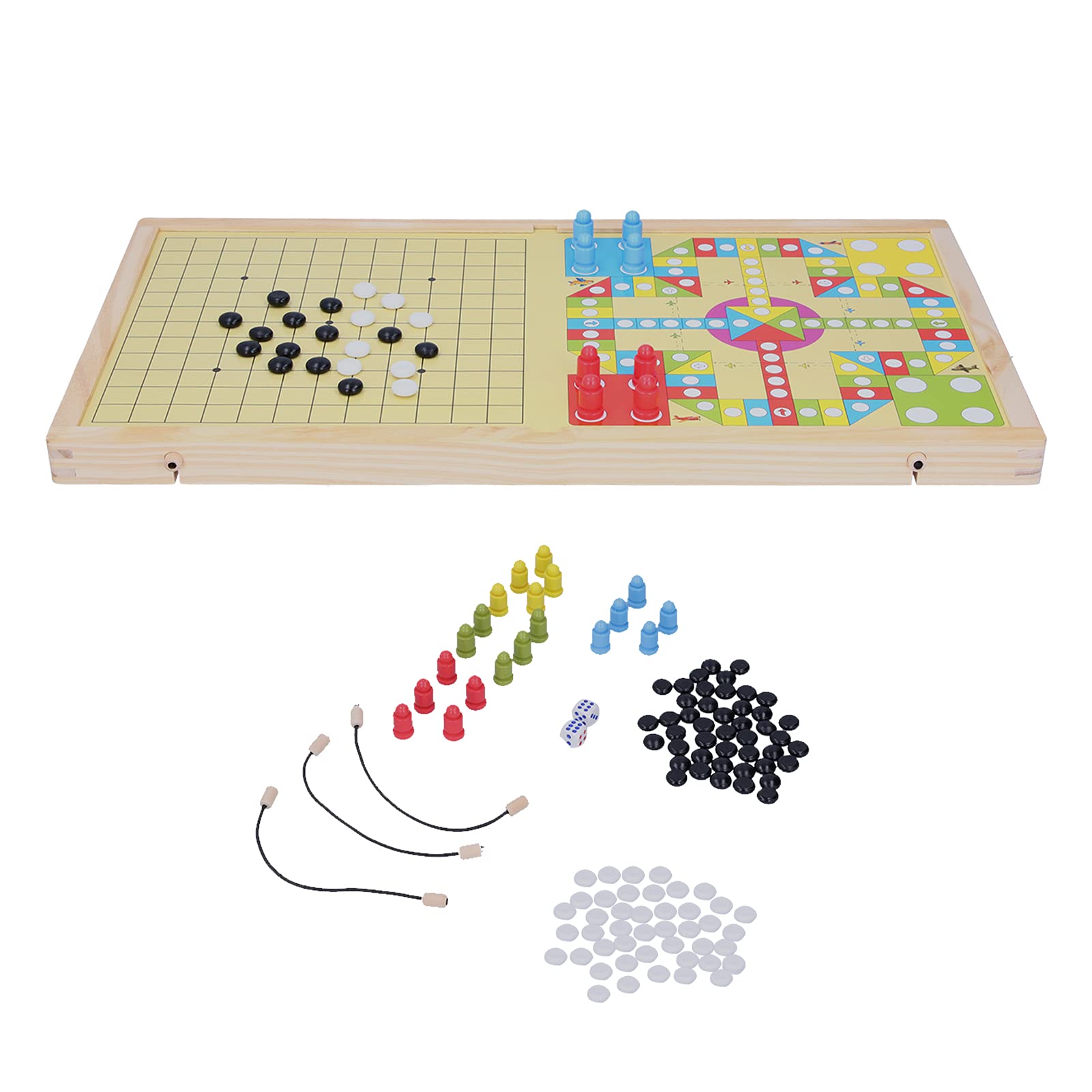 Shanrya Wooden Tabletop Gobang & Ice Hockey Game Set - Safe, Portable, Large Triple Board for Home, Office, and Family Game Nights