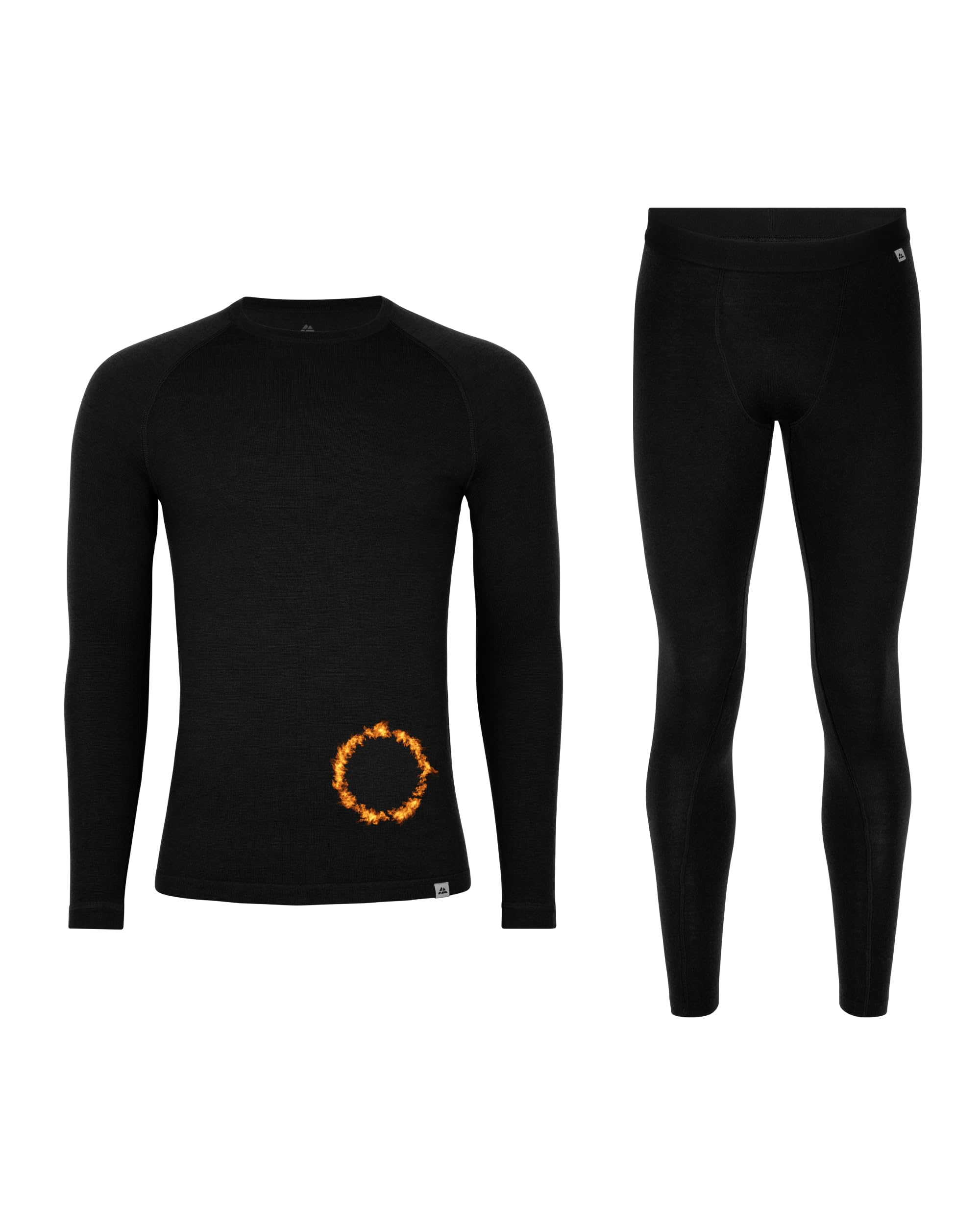 DANISH ENDURANCE Men's Merino Wool Thermal Underwear Set - Base Layer Top & Bottom for Winter, Cold Weather & Outdoor Activities - Hiking, Skiing, Camping & Snow Sports