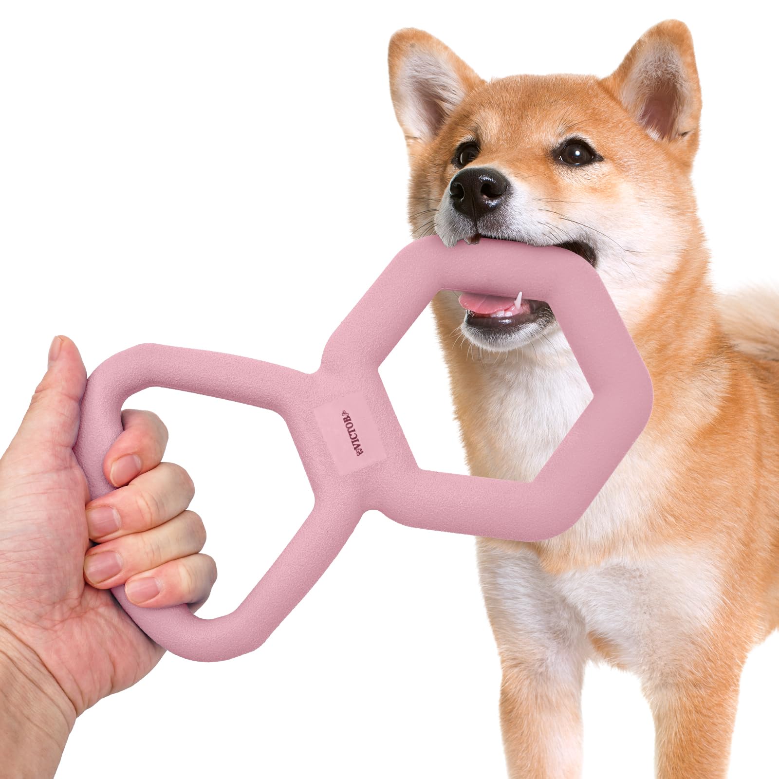 Durable Tug of War Dog Toy - Interactive Double Ring Pull Chew Toy for All Breeds - Tough Rubber Dog Supplies for Aggressive Chewers - Pink - Perfect for Playtime, Training & Bonding with Your Pet