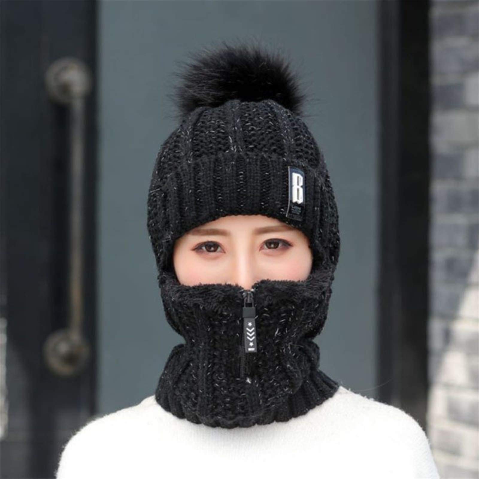 Winter Beanie Hat & Scarf Set for Women - Windproof Ribbed Cuffed Beanie with Neck Warmer - Cozy Cold Weather Accessories for Skiing, Snowboarding & Outdoor Activities