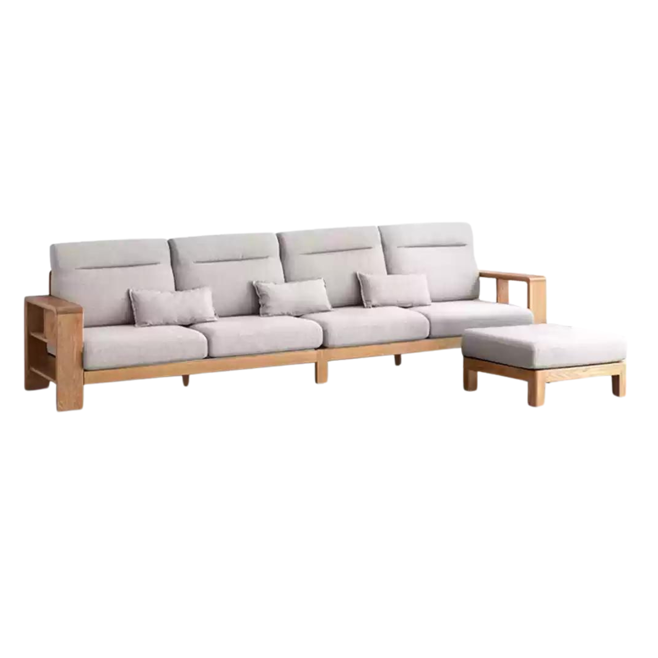 123.2x63.8x36.6 inch / 313x162.8x93сm / Natural wood color / small four-person + footstool (two colors optional)