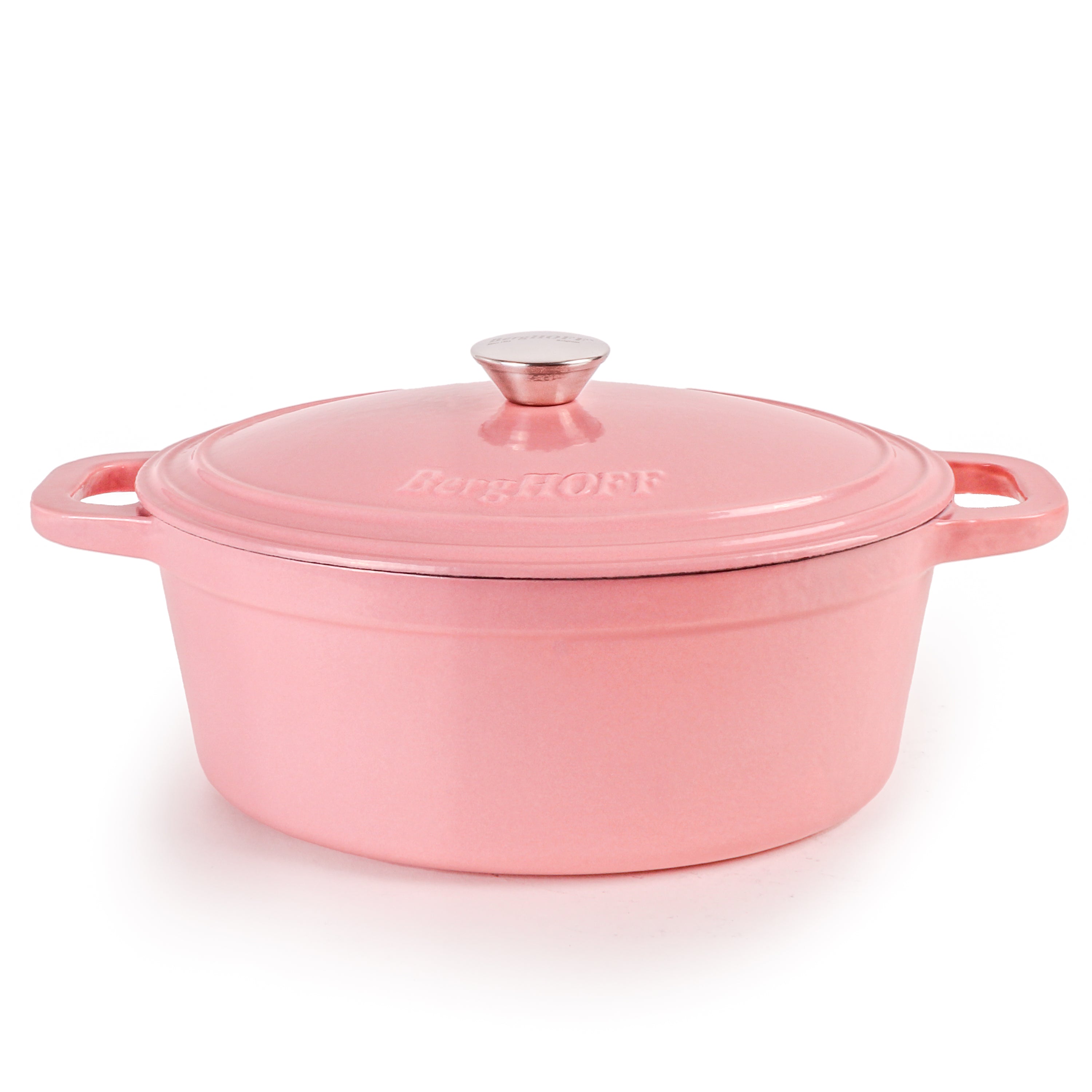BergHOFF Neo 4-Piece Cast Iron Cookware Set - 5qt & 8qt Dutch Ovens with Matching Lids, Pink Enameled - Perfect for Baking, Braising & Slow Cooking at Home or Camping
